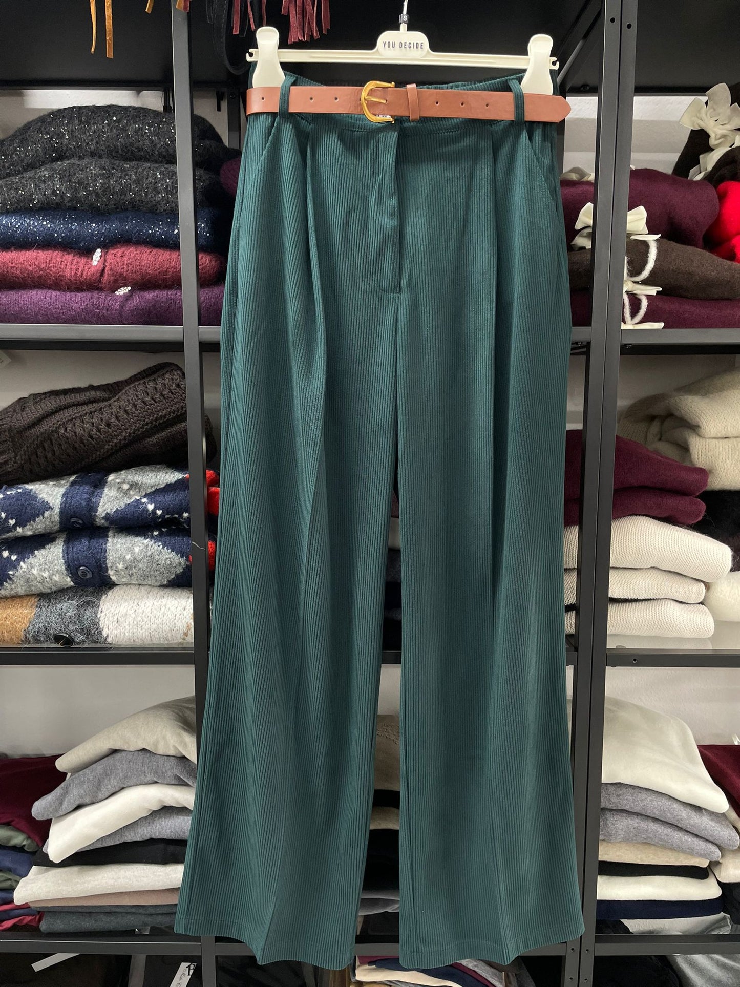 PANTALONE PENCE VELLUTO COSTE VERDE