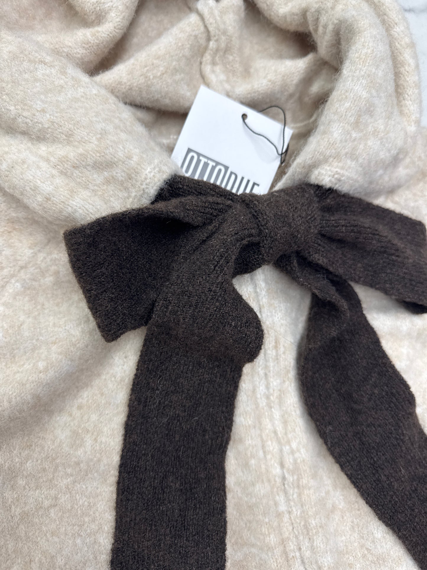 MAGLIONCINO ZIP CAPPUCCIO FIOCCO cioccolato/sabbia