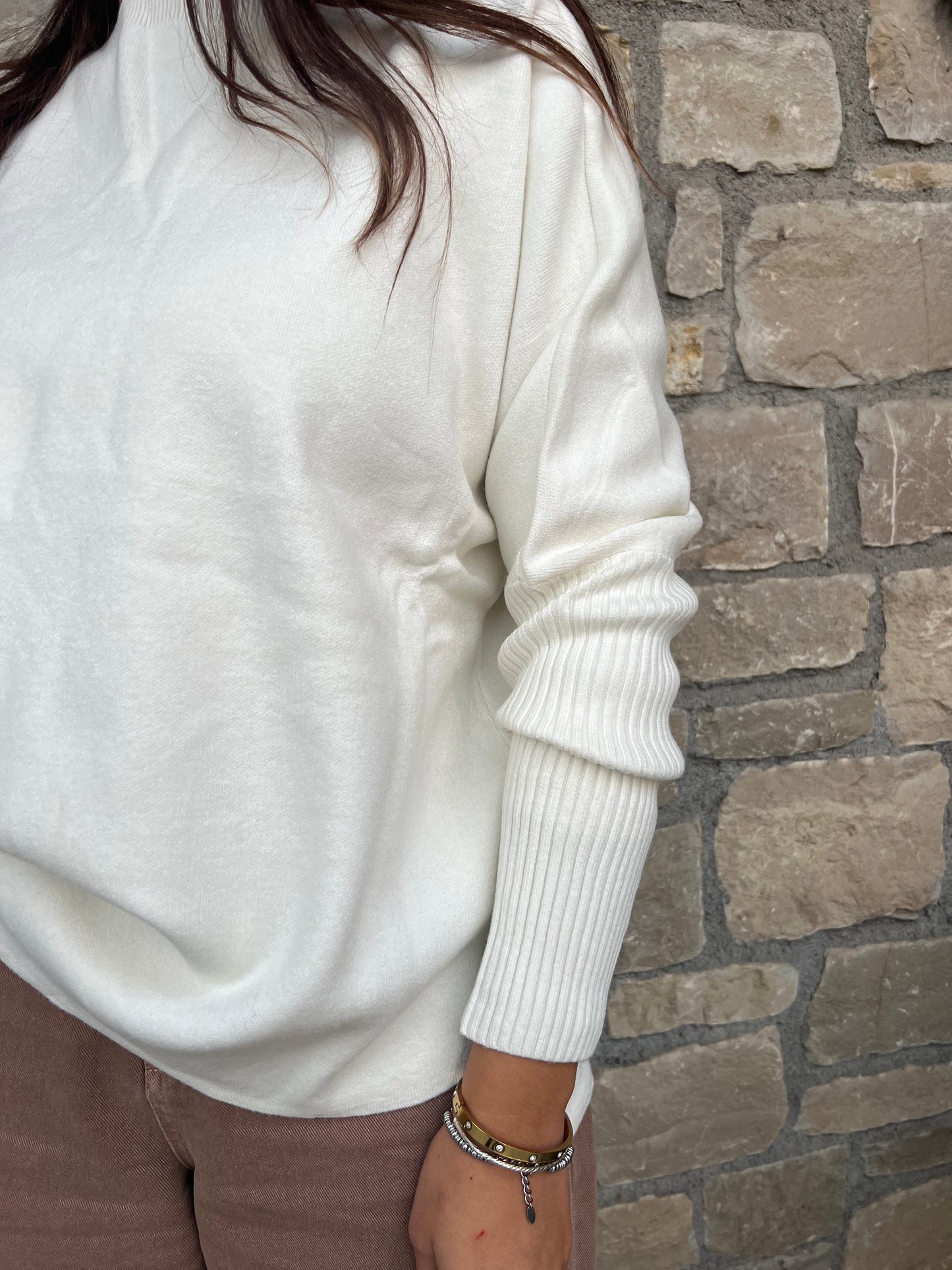 MAGLIA SCATOLETTA MANICA A TUBO blu/panna/cioccolato/grigio/sabbia/nero