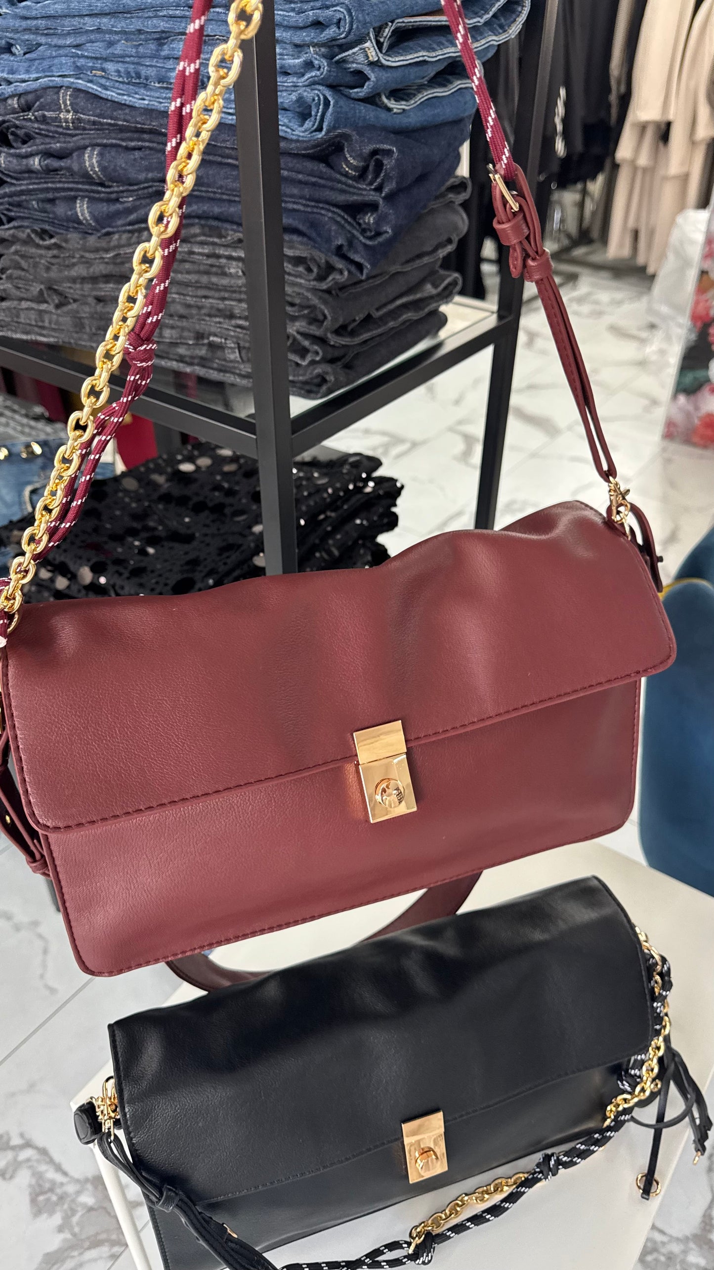 BORSA WENDY nera/bordeaux