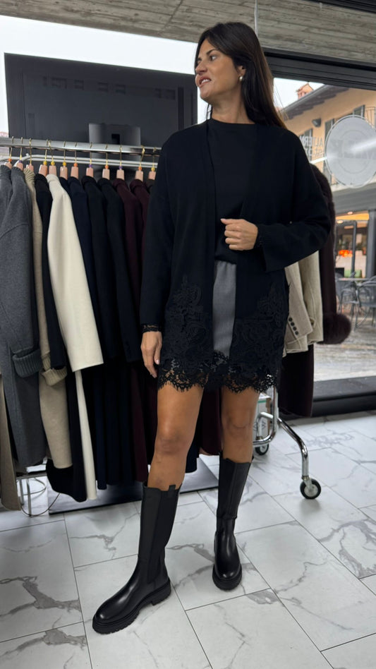 CARDIGAN CON PIZZO nero/grigio/marrone/bianco