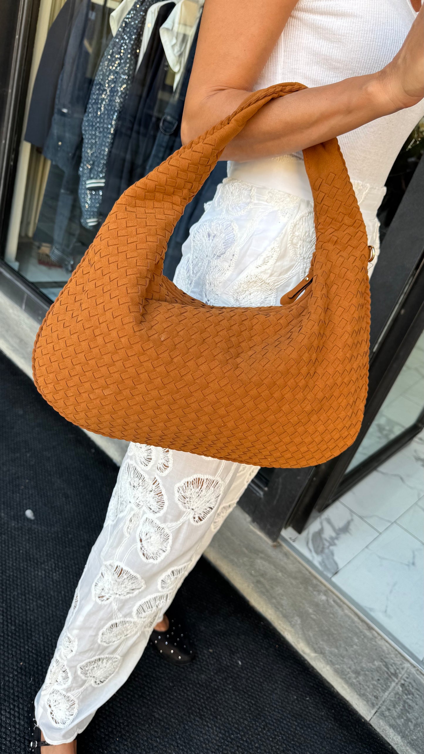 BORSA BAGUETTE INTRECCI cuoio/nera/grigia/blu