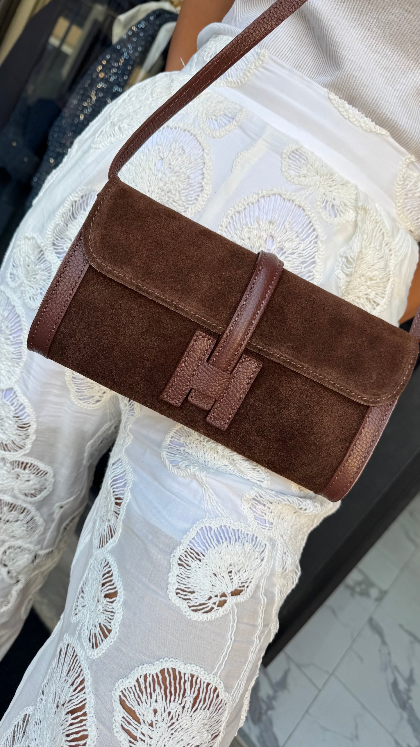 BORSA POCHETTE H bordeaux/nero/cioccolato/cuoio