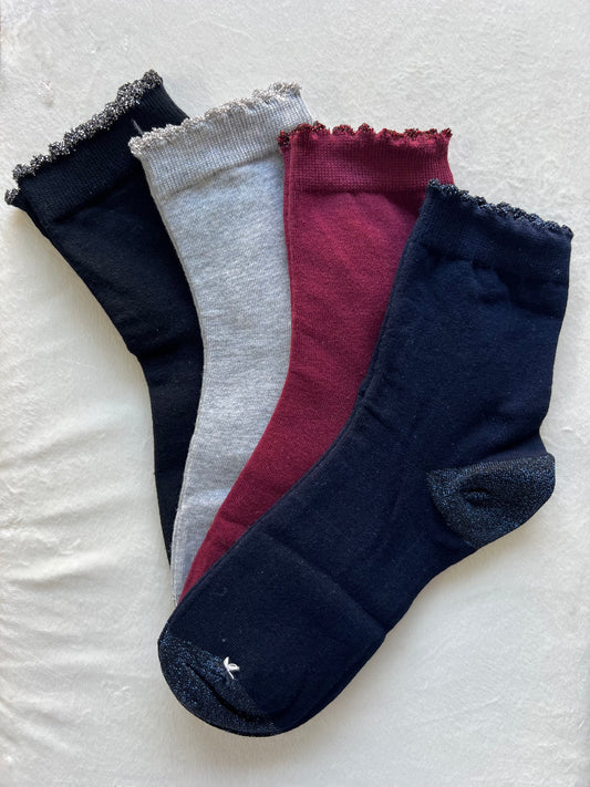CALZINO FINITURE LUREX nero/grigio/bordeaux/blu