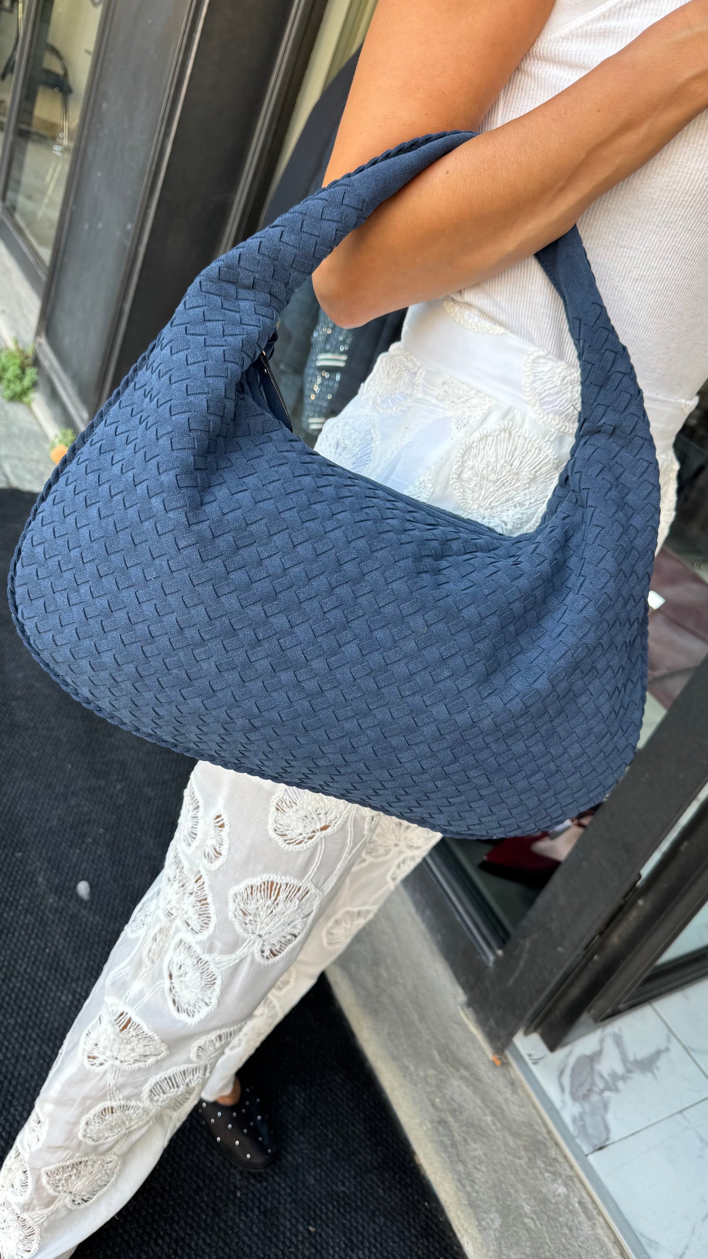 BORSA BAGUETTE INTRECCI cuoio/nera/grigia/blu