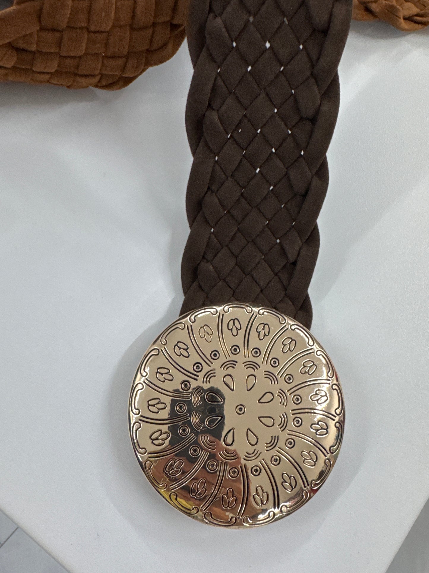 CINTURA INTRECCIATA ALTA FIBBIA ORO