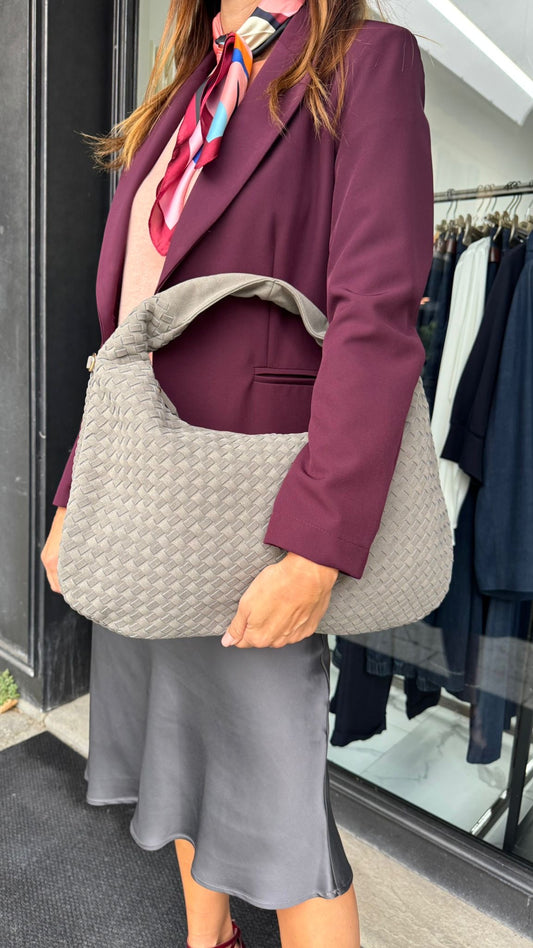 BORSA BAGUETTE INTRECCI cuoio/nera/grigia/blu