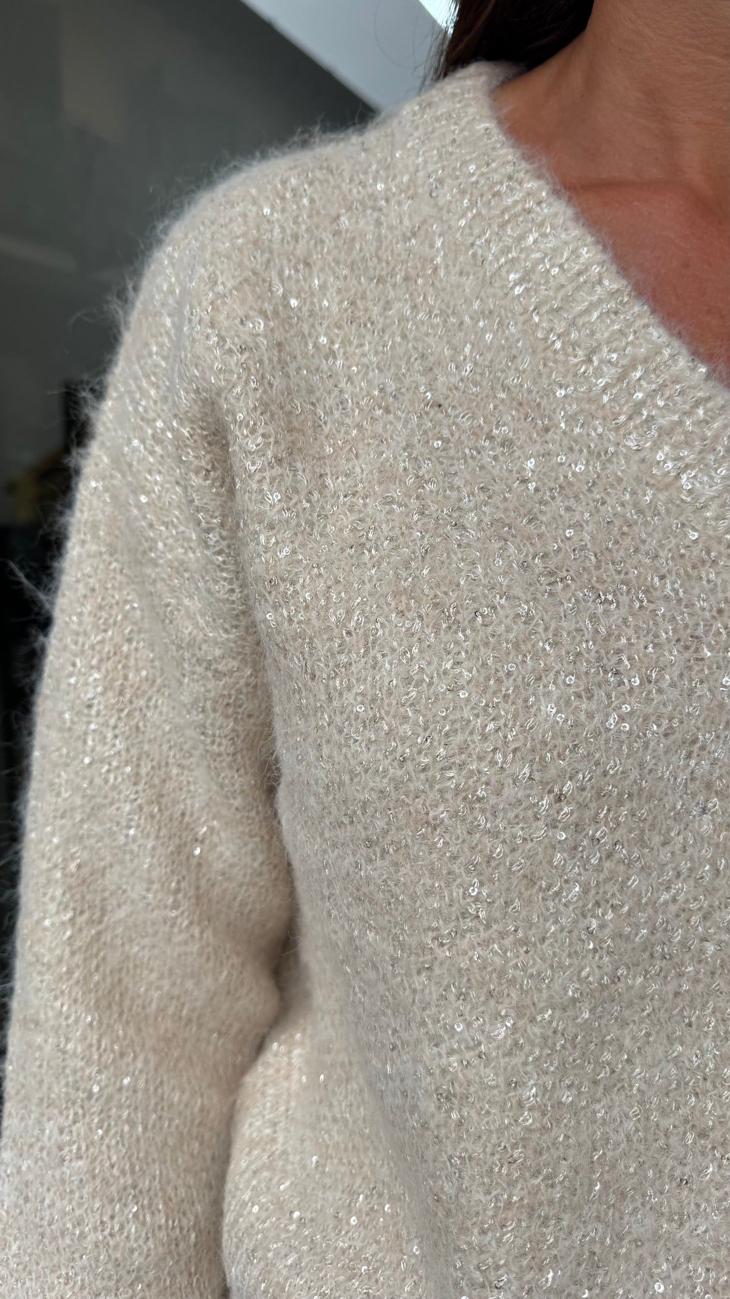 MAGLIONCINO MICRO PAILLETTES blu/sabbia/grigio chiaro/grigio scuro/cioccolato/panna