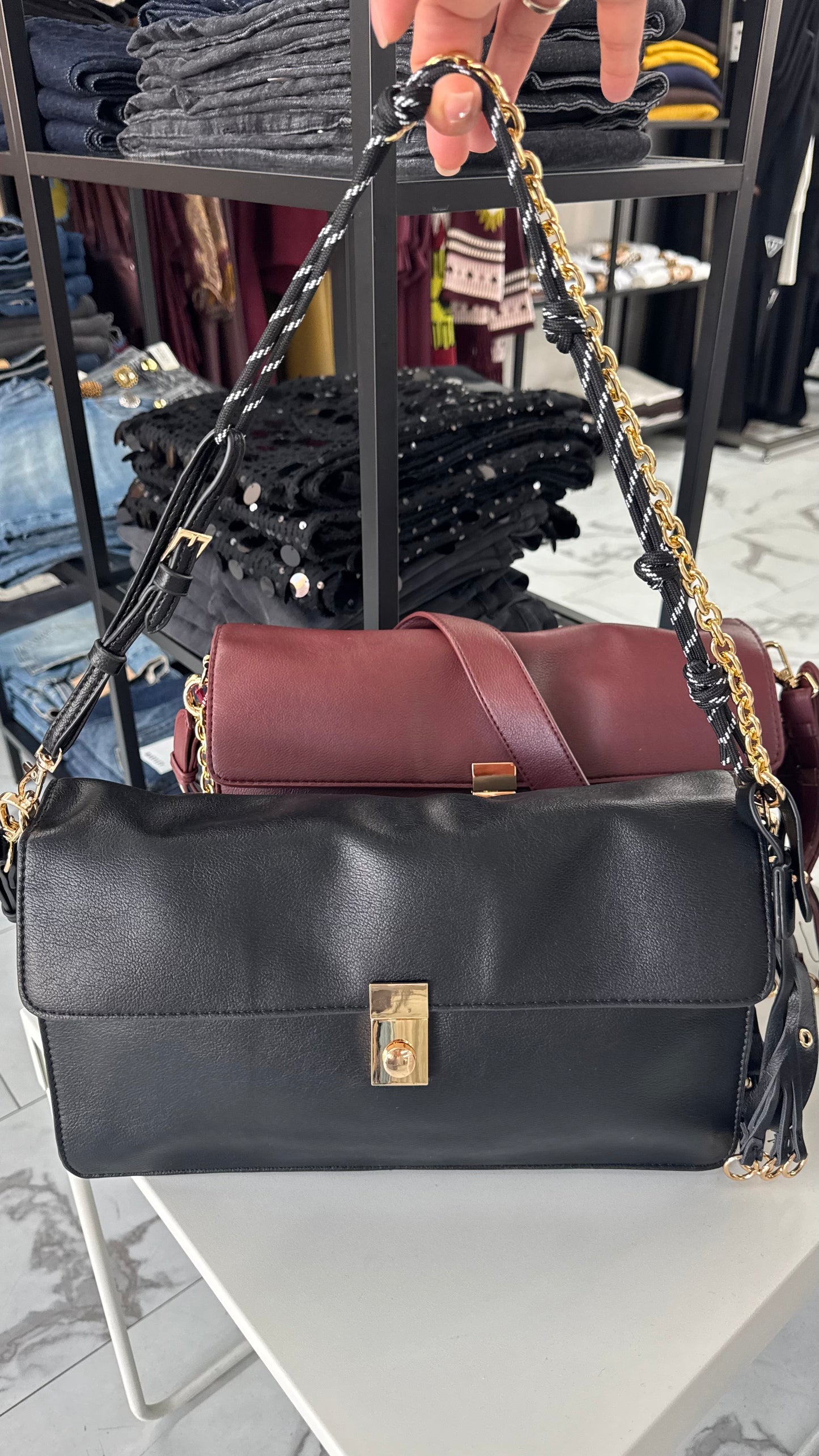 BORSA WENDY nera/bordeaux