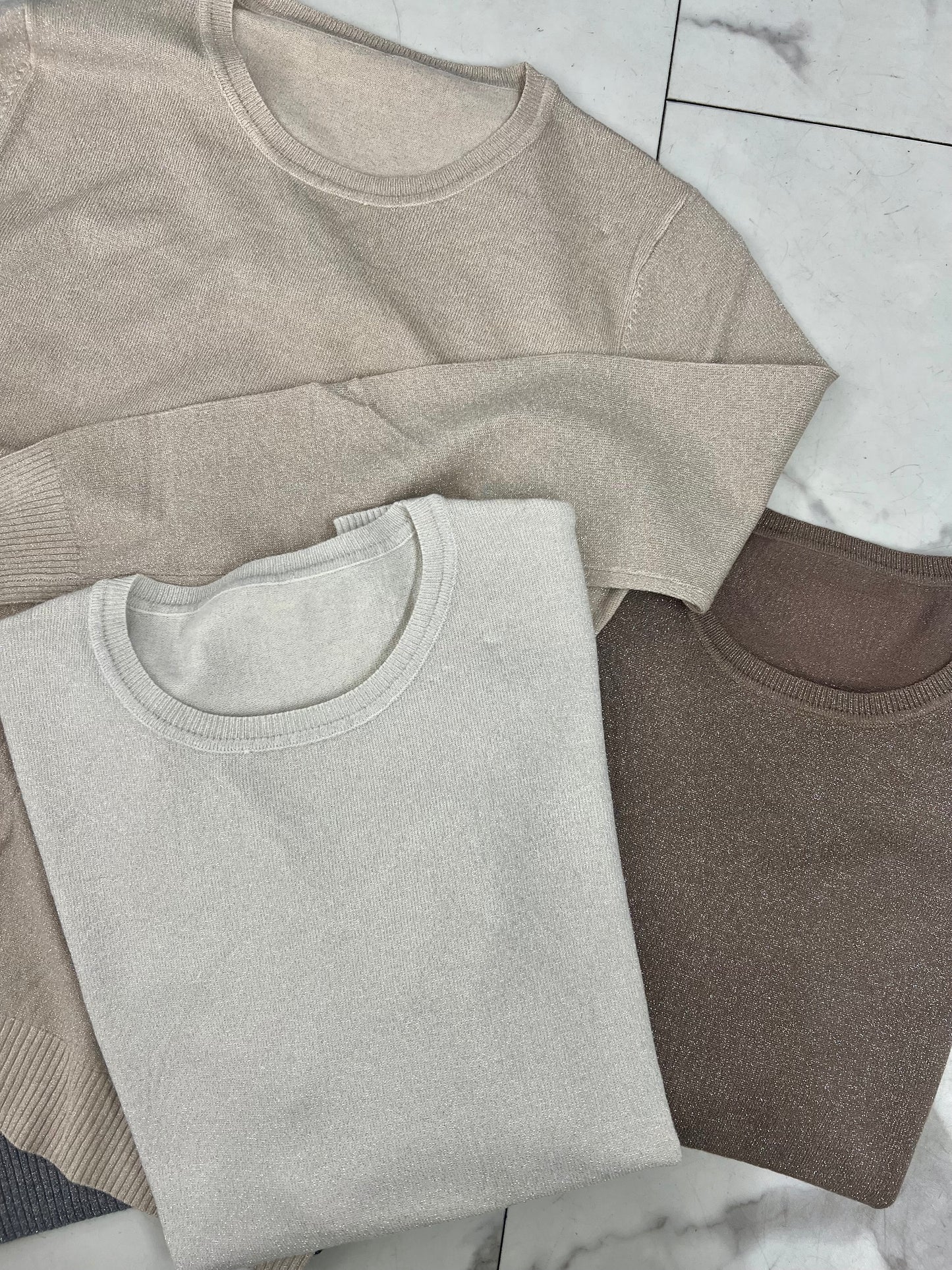 MAGLIONCINO GIROCOLLO LUREX nero/grigio/sabbia/fango/panna