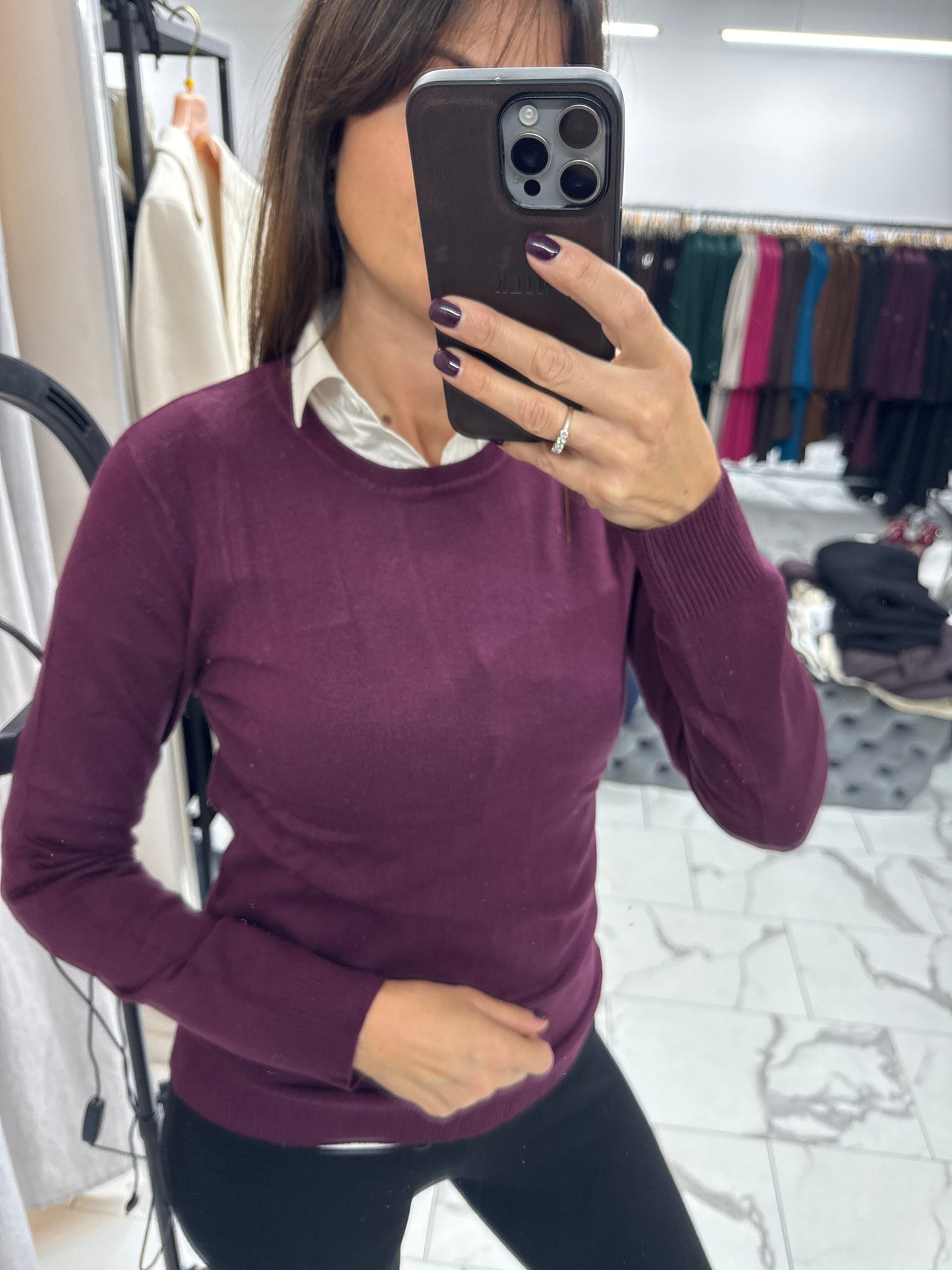 MAGLIONCINO BASIC GIROCOLLO BORDEAUX