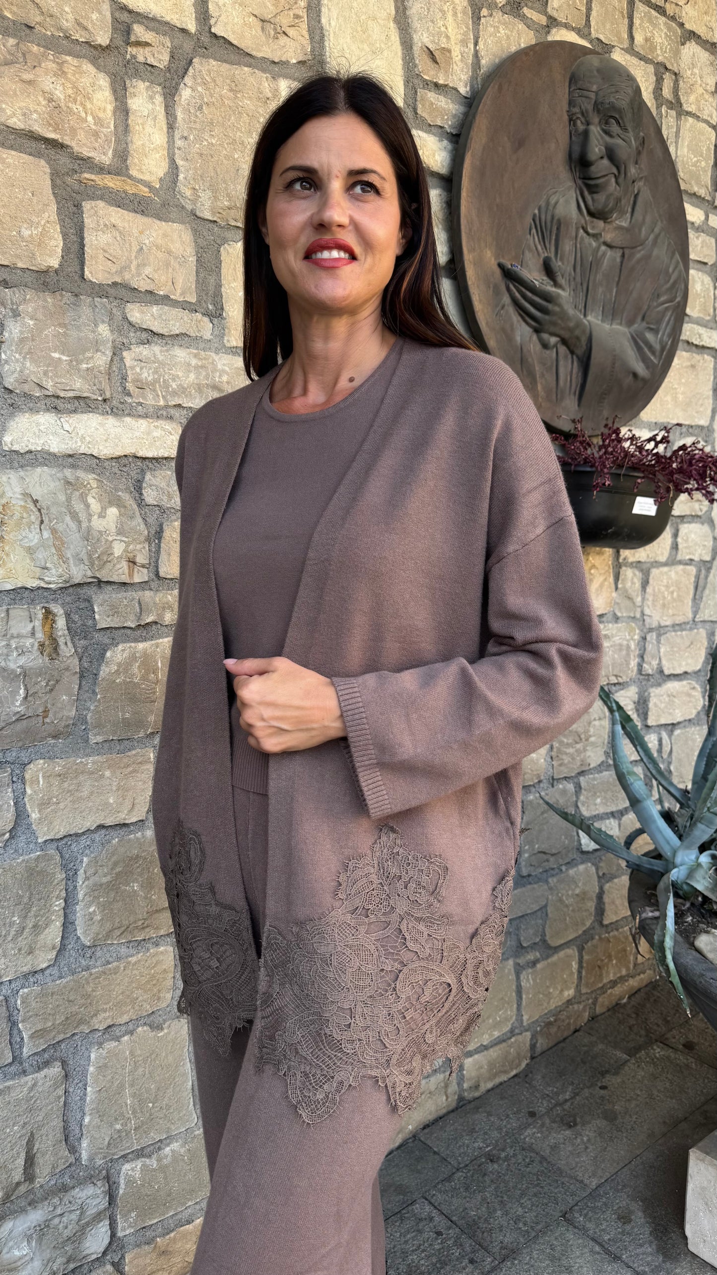 CARDIGAN CON PIZZO nero/grigio/marrone/bianco