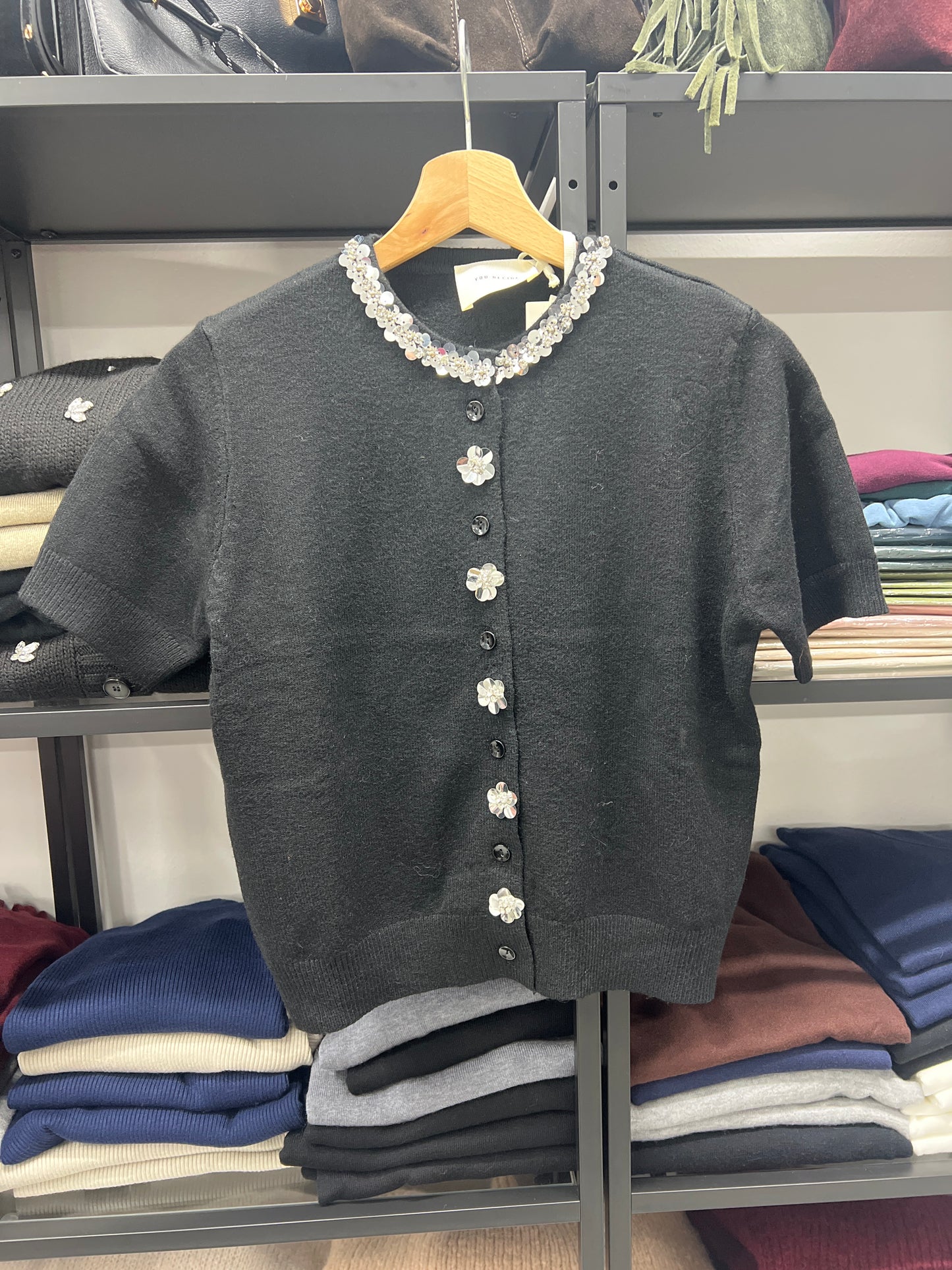 CARDIGAN MANICA CORTA FIORI