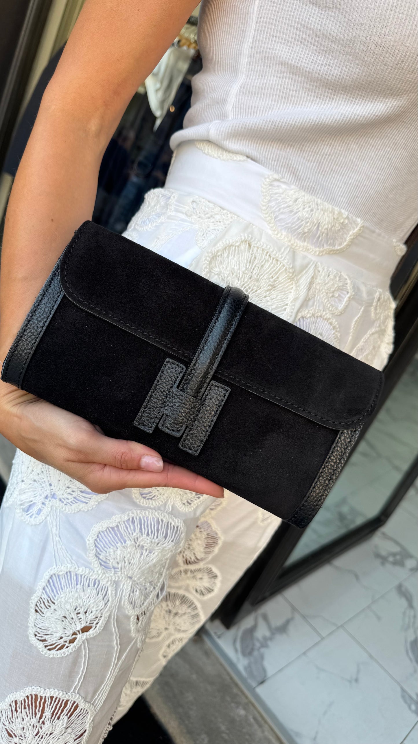 BORSA POCHETTE H bordeaux/nero/cioccolato/cuoio
