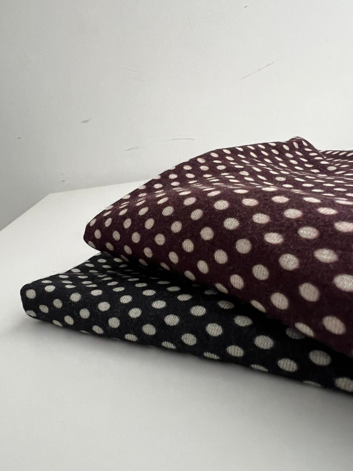 MAGLIA MISTO CASHMERE POIS nera/bordeaux