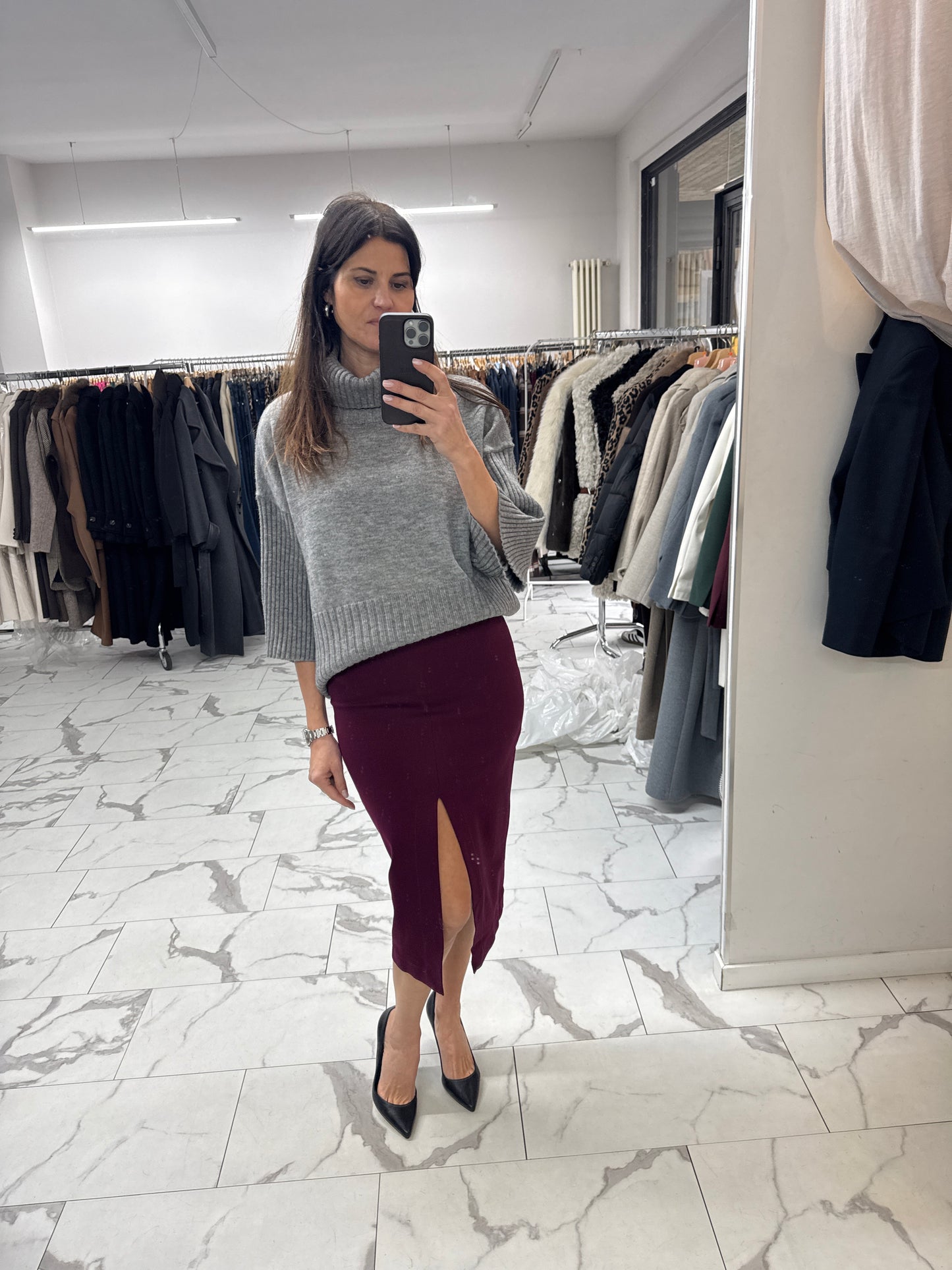 LONGUETTE PUNTO MILANO bordeaux/nero