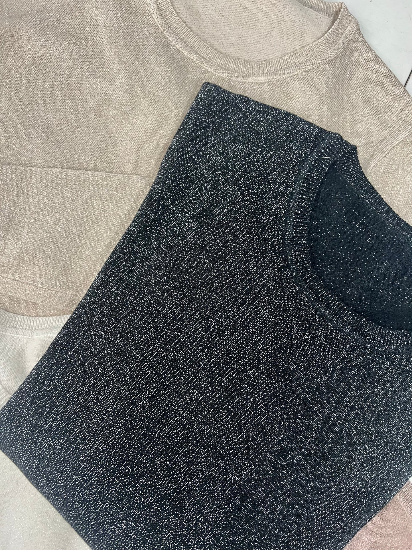 MAGLIONCINO GIROCOLLO LUREX nero/grigio/sabbia/fango/panna