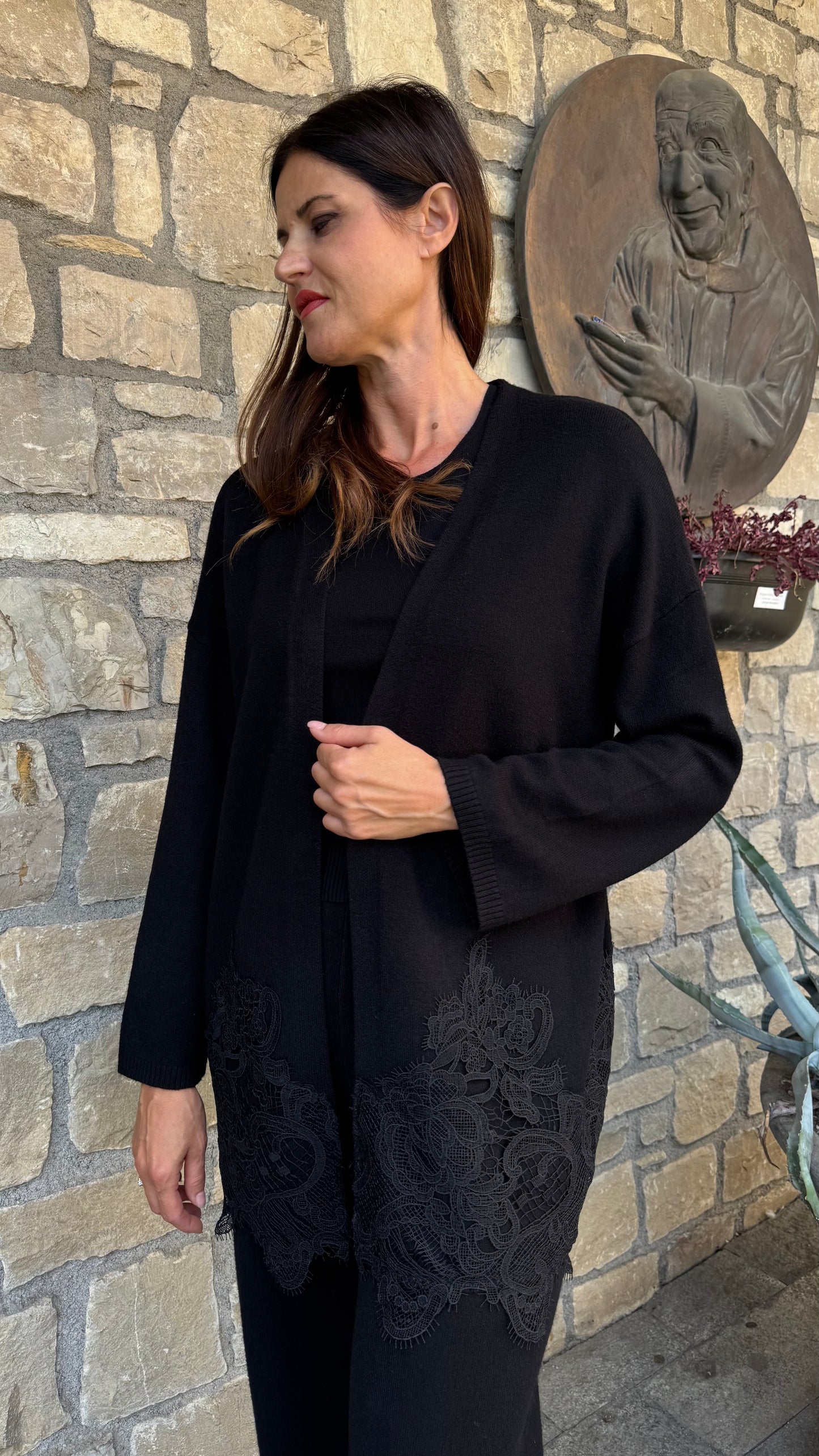 CARDIGAN CON PIZZO nero/grigio/marrone/bianco
