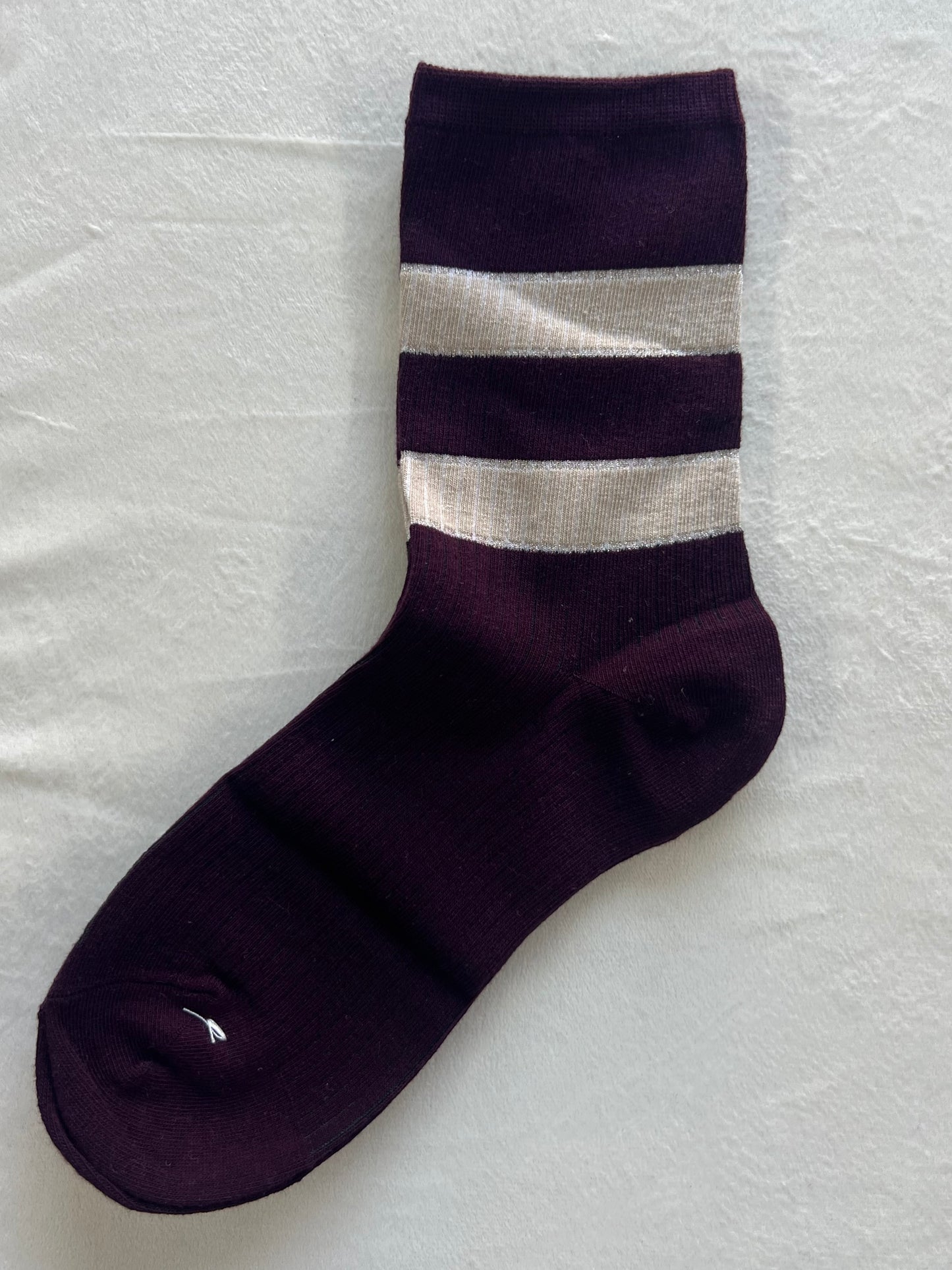 CALZINO RIGA FILO LUREX melanzana/burro/blu/grigio/nero