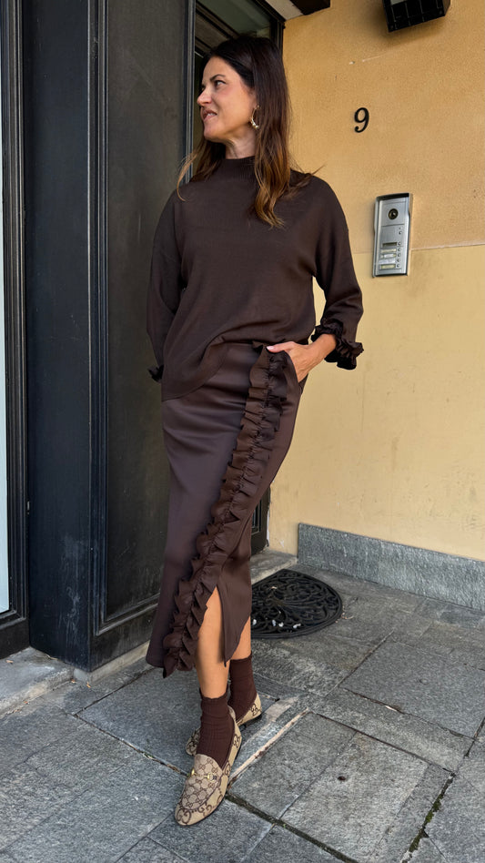 COMPLETO MAGLIA E GONNA ROUGE cioccolato/nero/grigio