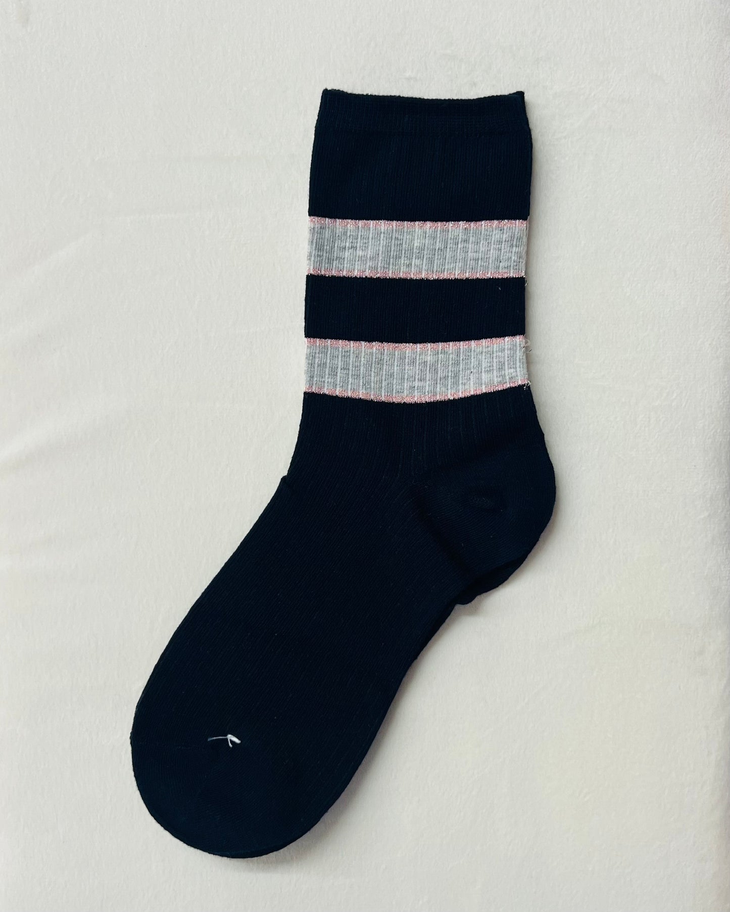 CALZINO RIGA FILO LUREX melanzana/burro/blu/grigio/nero