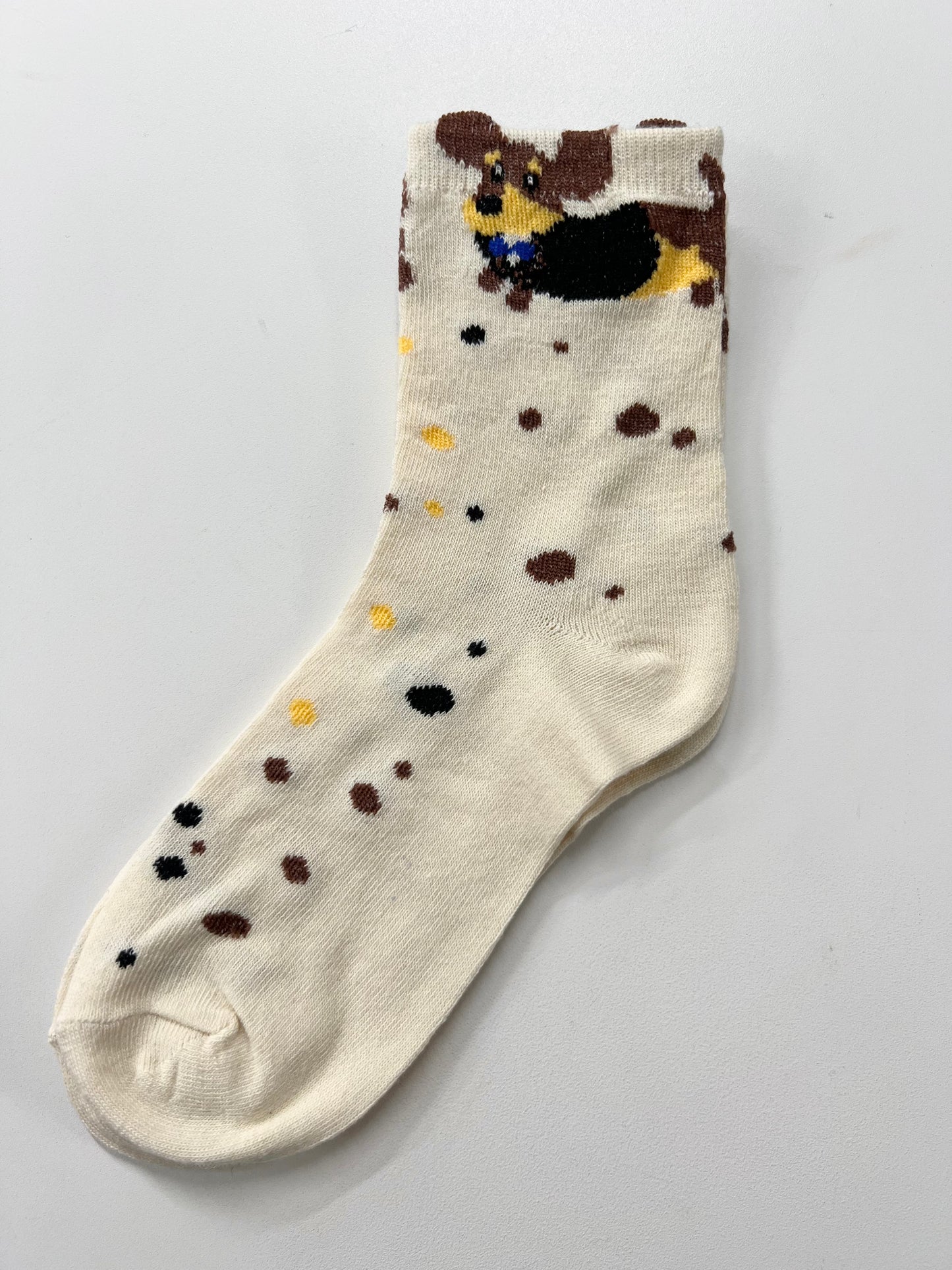 CALZINO CORTO BASSOTTO rigato/nero/crema/pois