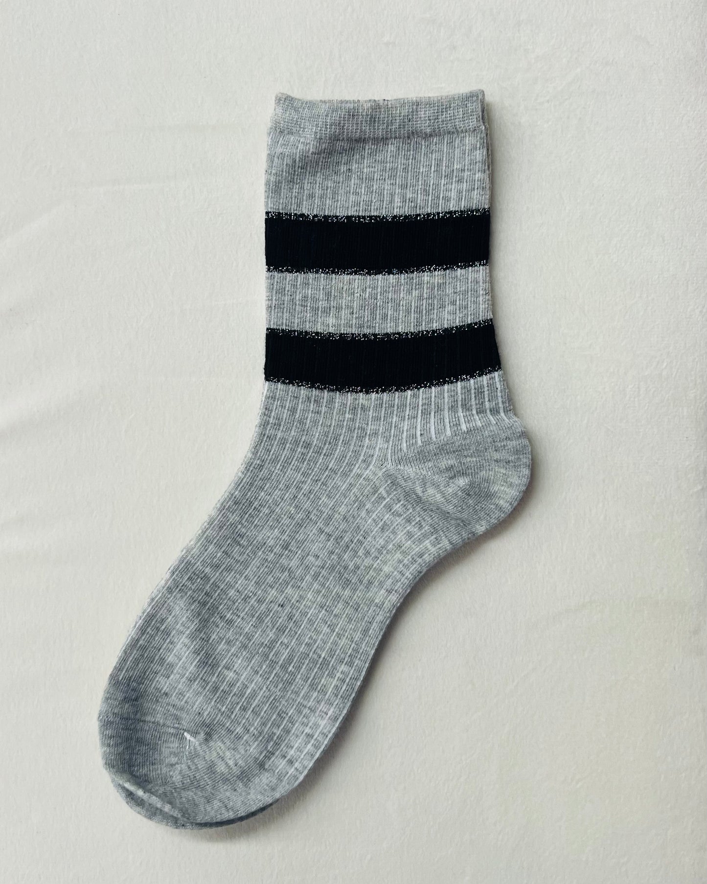 CALZINO RIGA FILO LUREX melanzana/burro/blu/grigio/nero