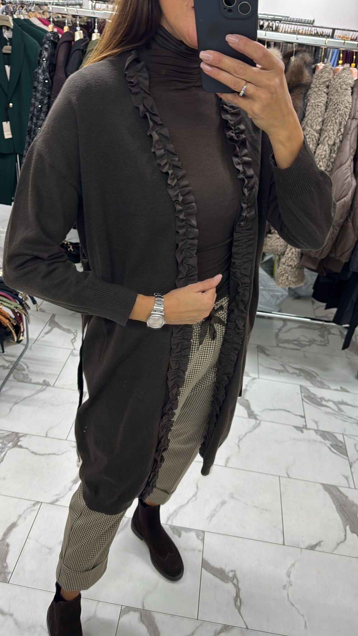 CARDIGAN CON ROUGE nero/cioccolato/caffè/grigio