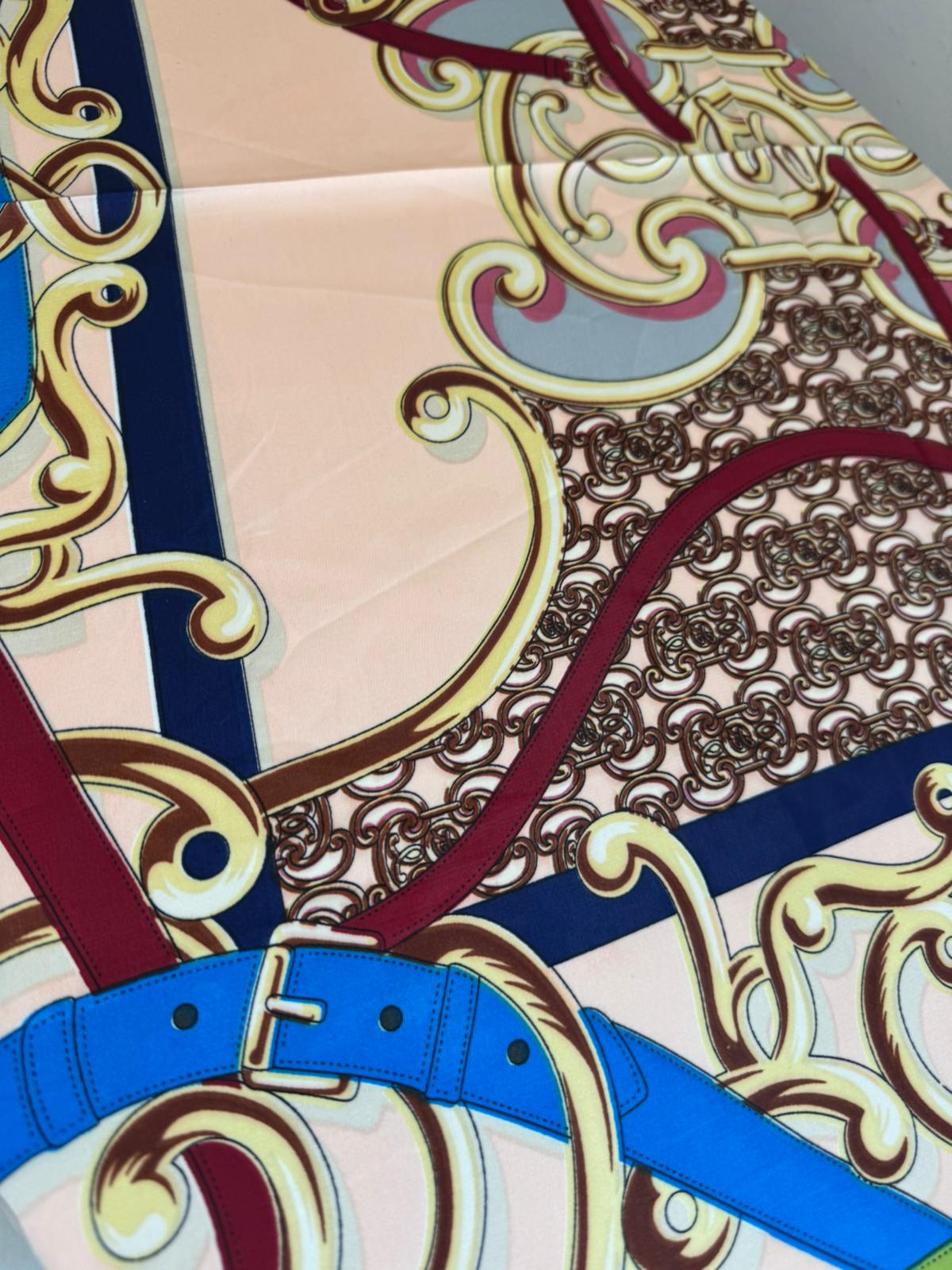 FOULARD STAMPA FIBBIE nero/verde/rosa