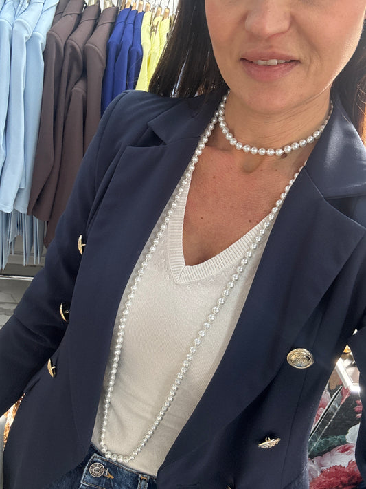 COLLANA 1 FILO LUNGO PERLA