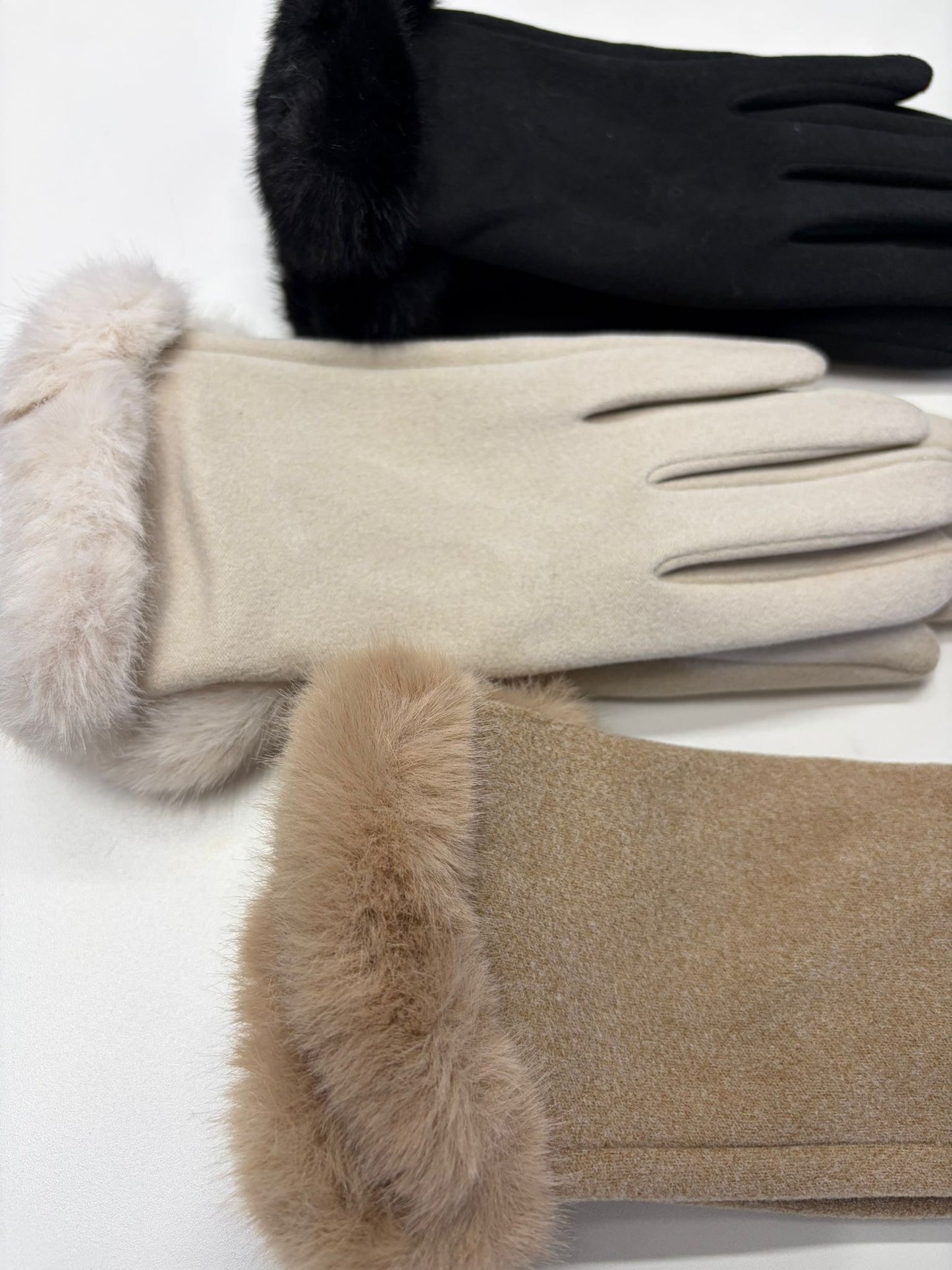 GUANTO POLSO ECOVISONE nero/sabbia/panna