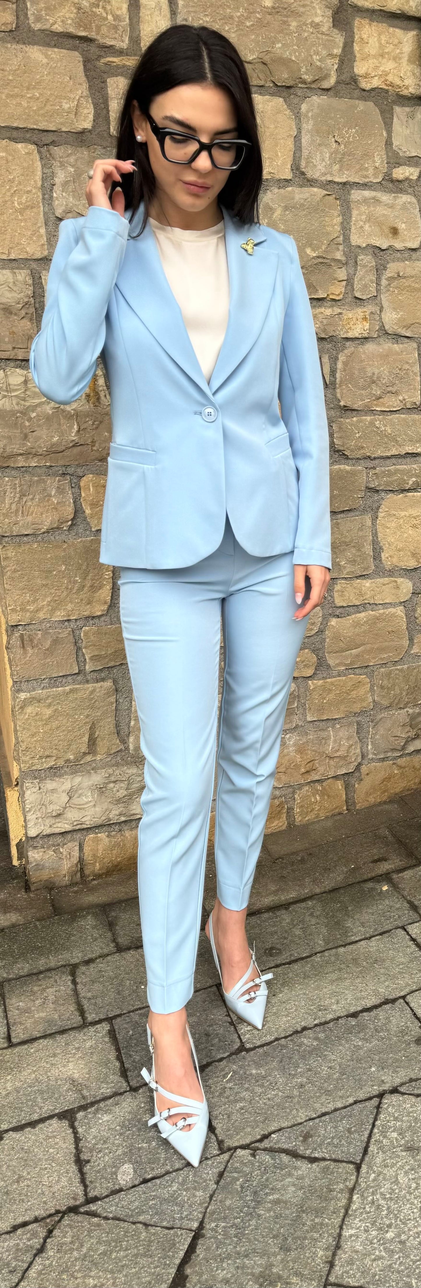 MARYLEY PANTALONE BASIC AZZURRO MARYLEY