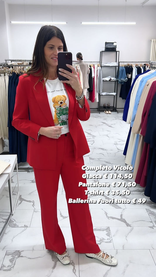 VICOLO PANTALONE PALAZZO GAMBA DRITTA ROSSO