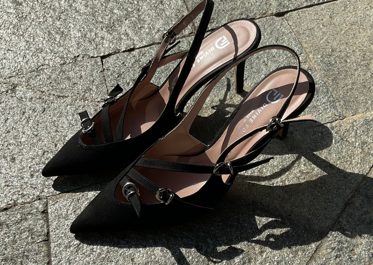 DIVINE FOLLIE DECOLETTE CAMOSCIO NERO TACCO 8 cm