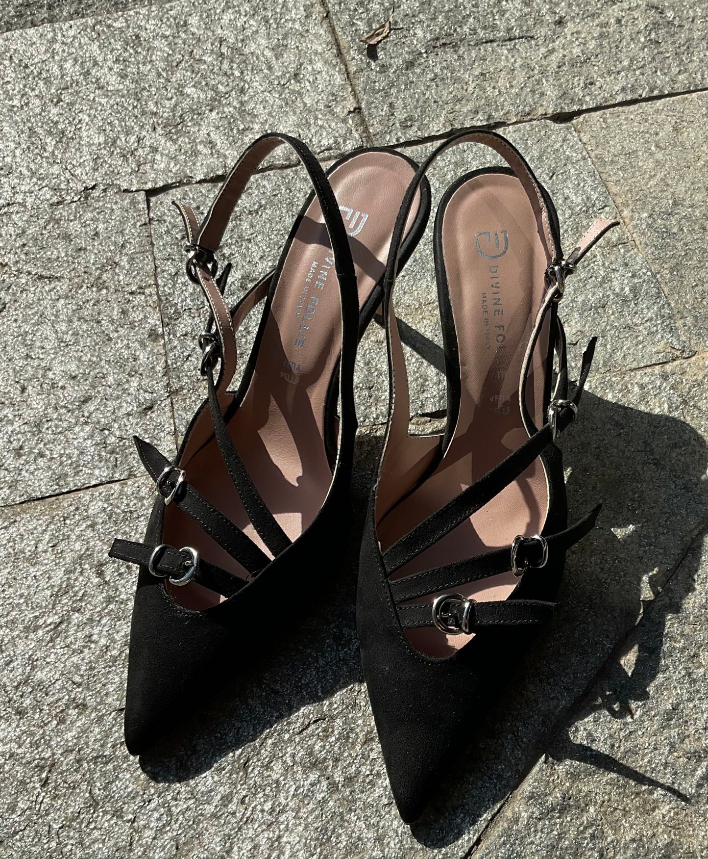 DIVINE FOLLIE DECOLETTE CAMOSCIO NERO TACCO 8 cm