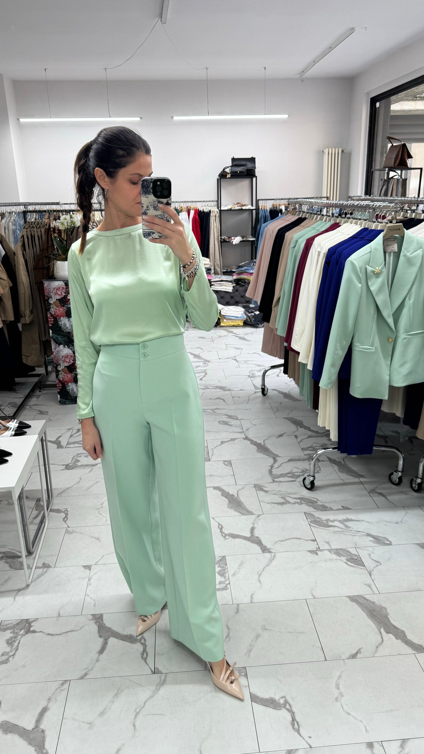 MARYLEY PANTALONE PALAZZO TECNICO MENTA