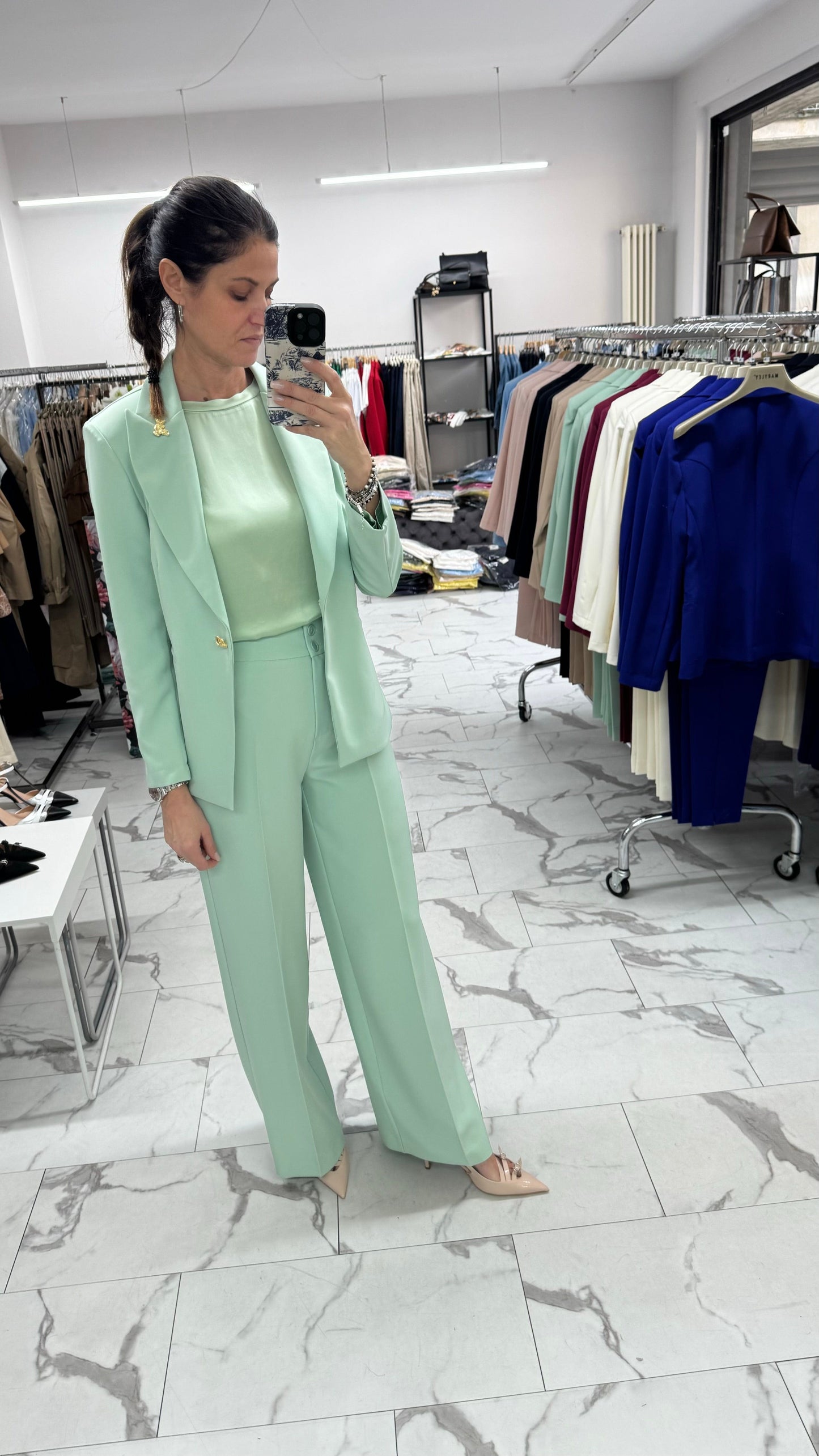 MARYLEY PANTALONE PALAZZO TECNICO MENTA