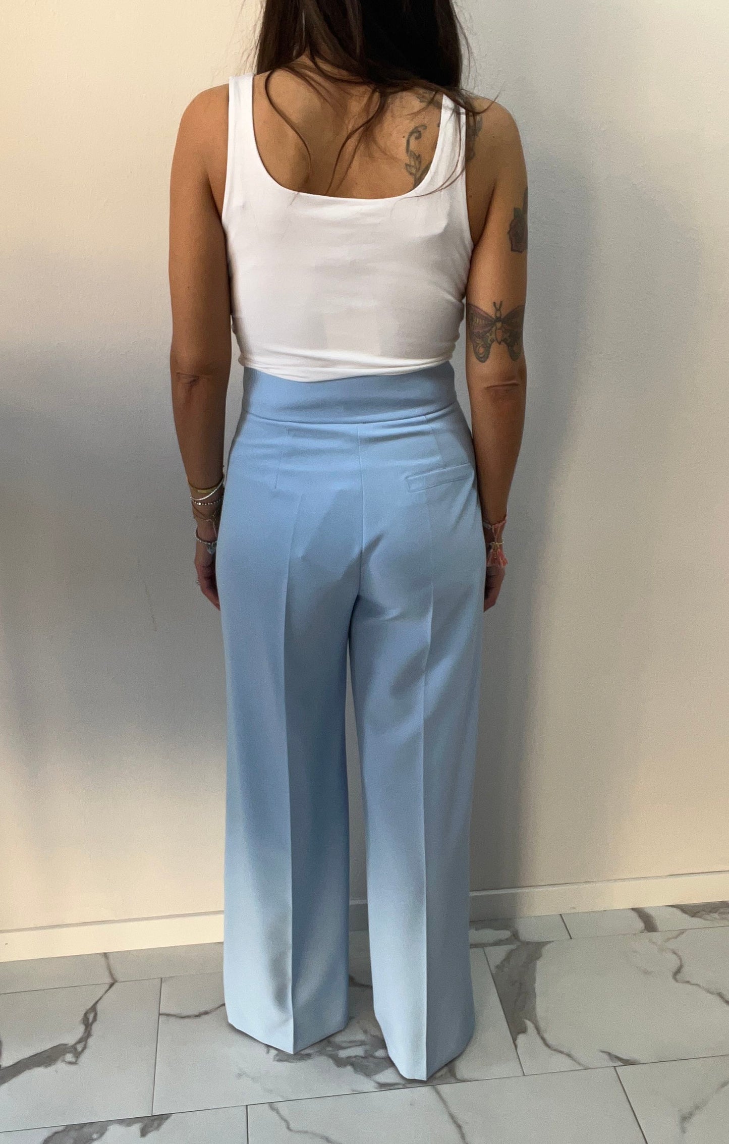 MARYLEY PANTALONE PALAZZO TECNICO AZZURRO