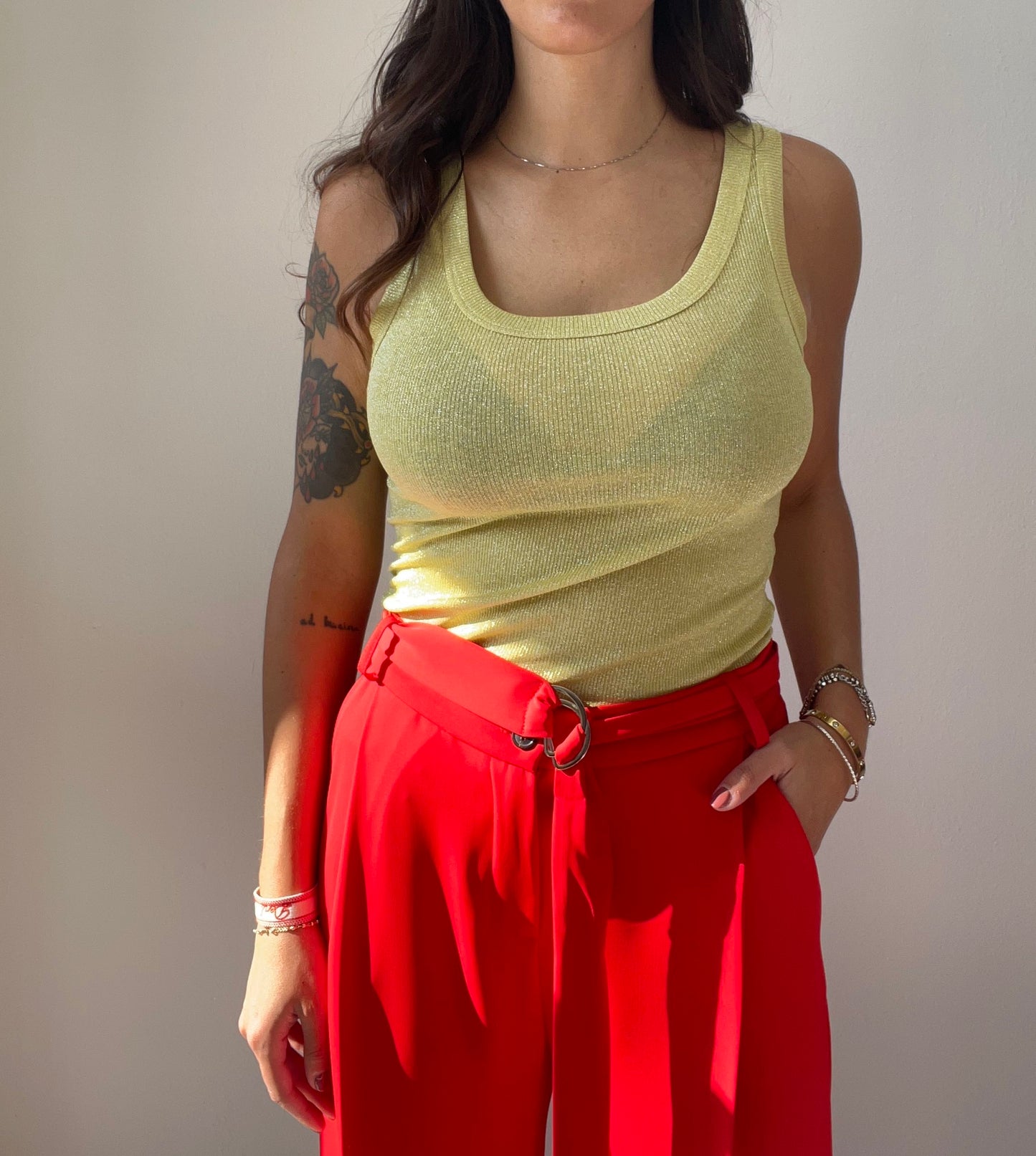 MARYLEY PANTALONE PALAZZO CINTURA CADY PANCE ROSSO