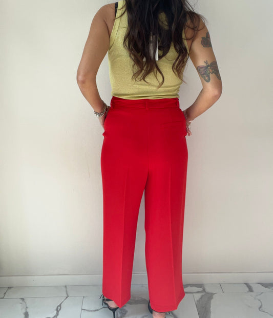 MARYLEY PANTALONE PALAZZO CINTURA CADY PANCE ROSSO