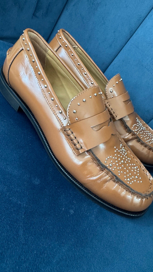 DIVINE FOLLIE MOCASSINO VITELLO BORCHIE CUOIO