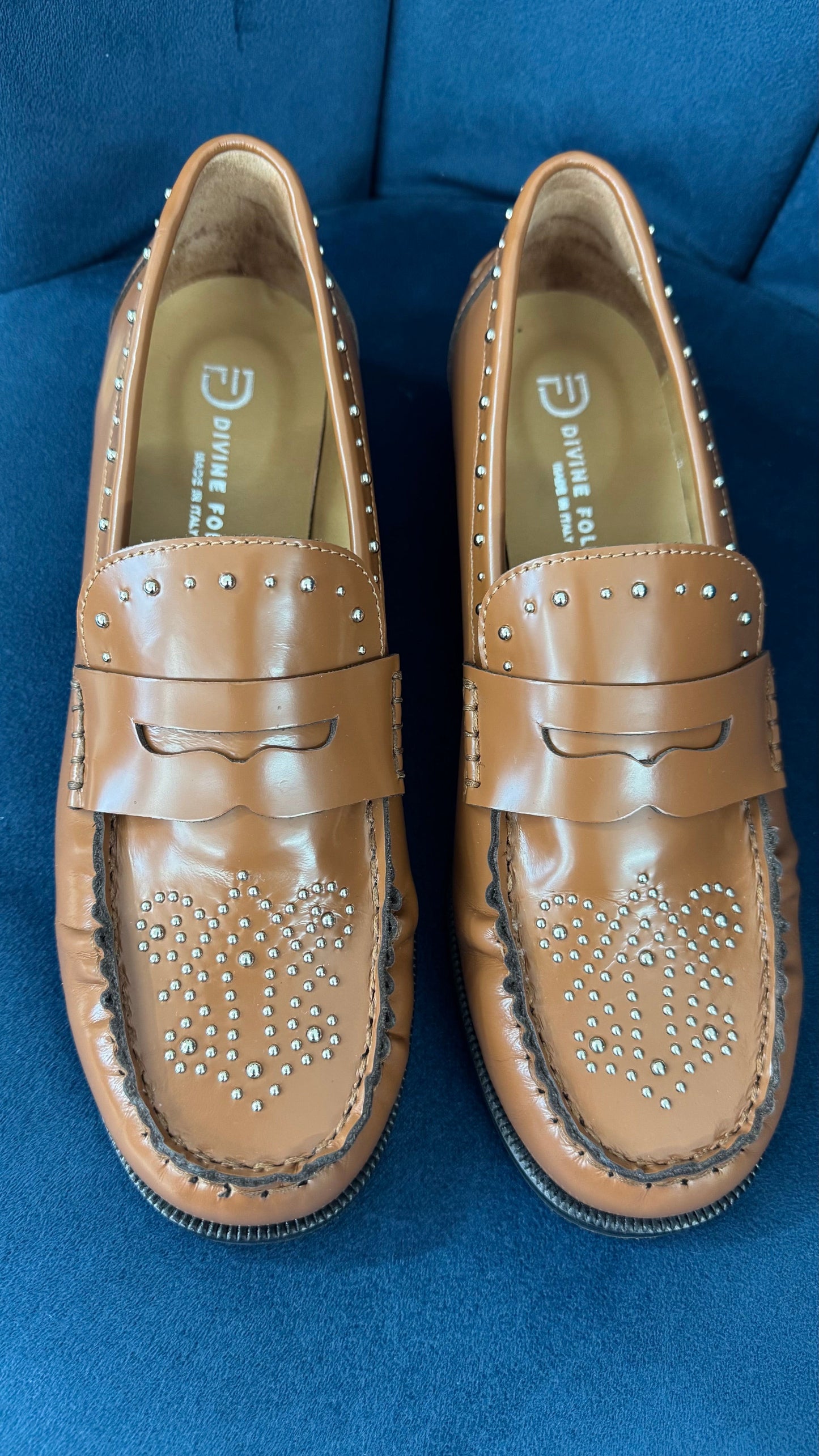 DIVINE FOLLIE MOCASSINO VITELLO BORCHIE CUOIO