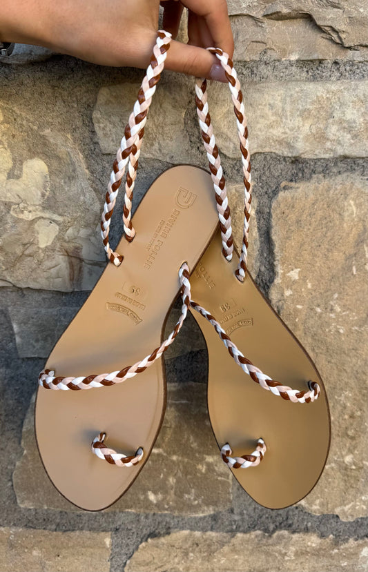 DIVINE FOLLIE SANDALO BIANCO NUDE CUOIO