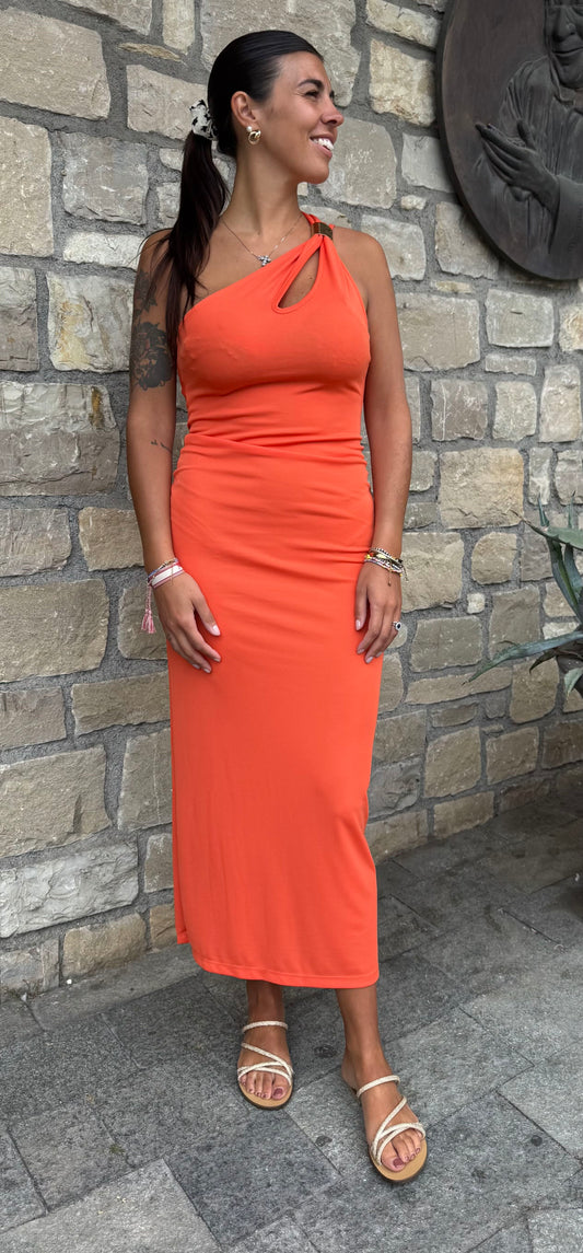 VICOLO ABITO AFRODITE LUNGO LYCRA ARANCIO