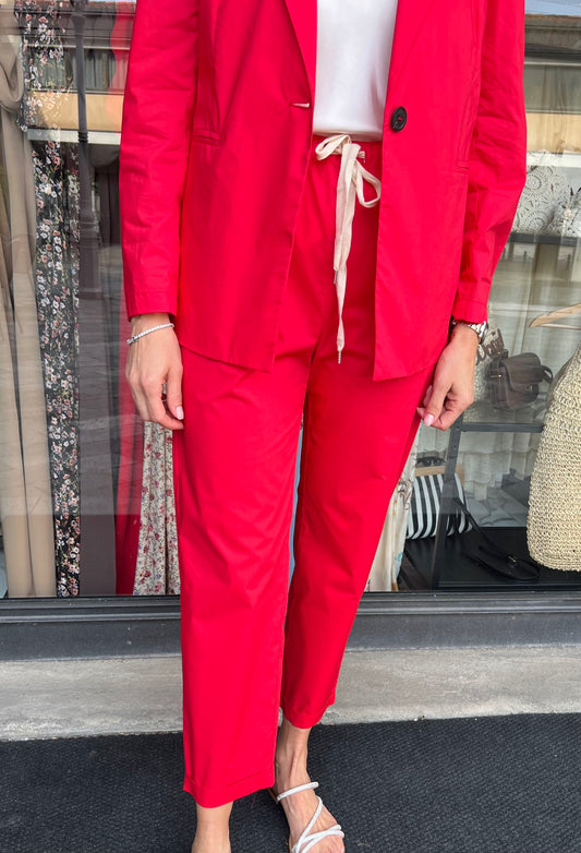 MARYLEY PANTALONE COULISSE RISVOLTO TELA COTONE ROSSO
