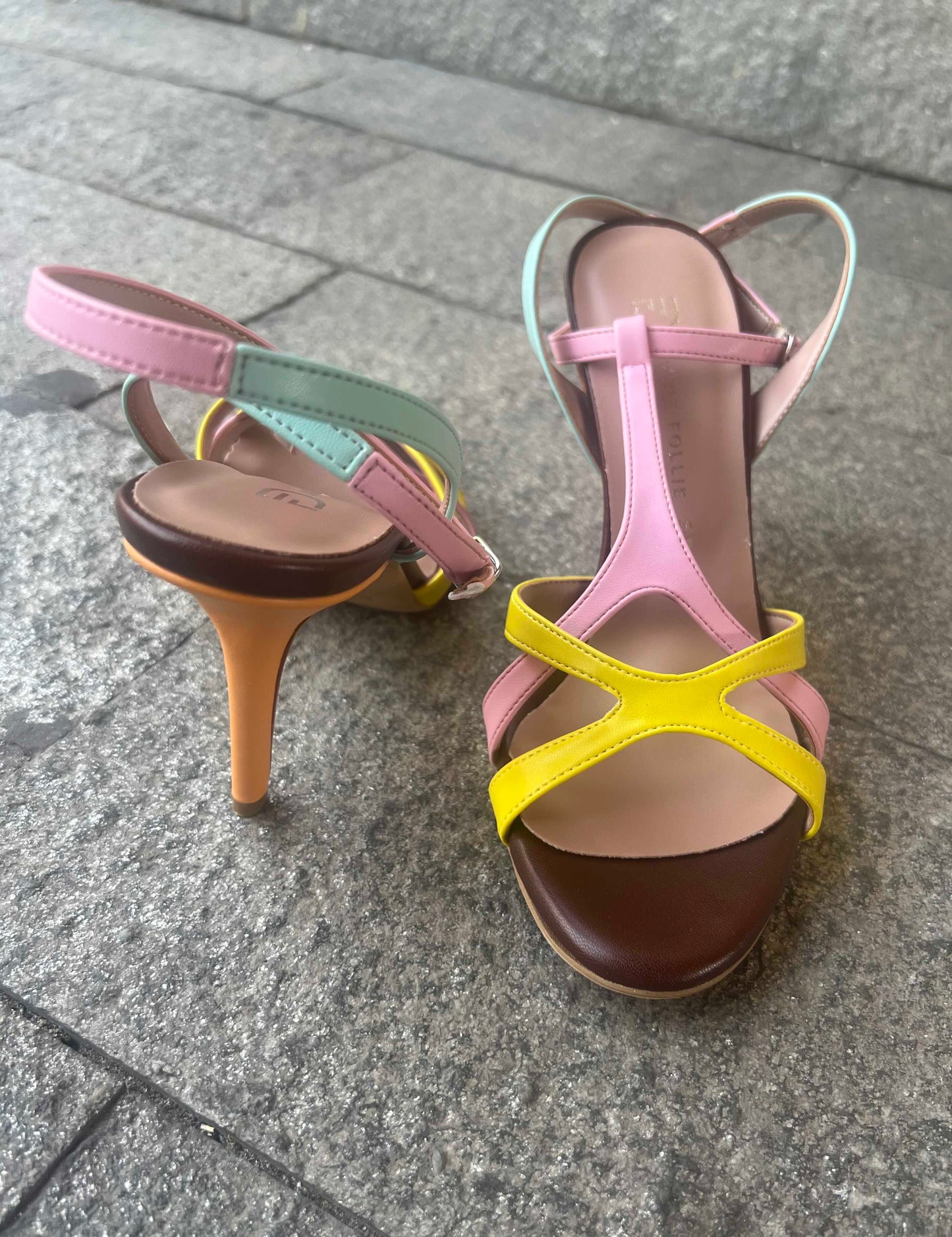 DIVINE FOLLIE SANDALI LIZ TERRA ROSA GIALLO CELESTE