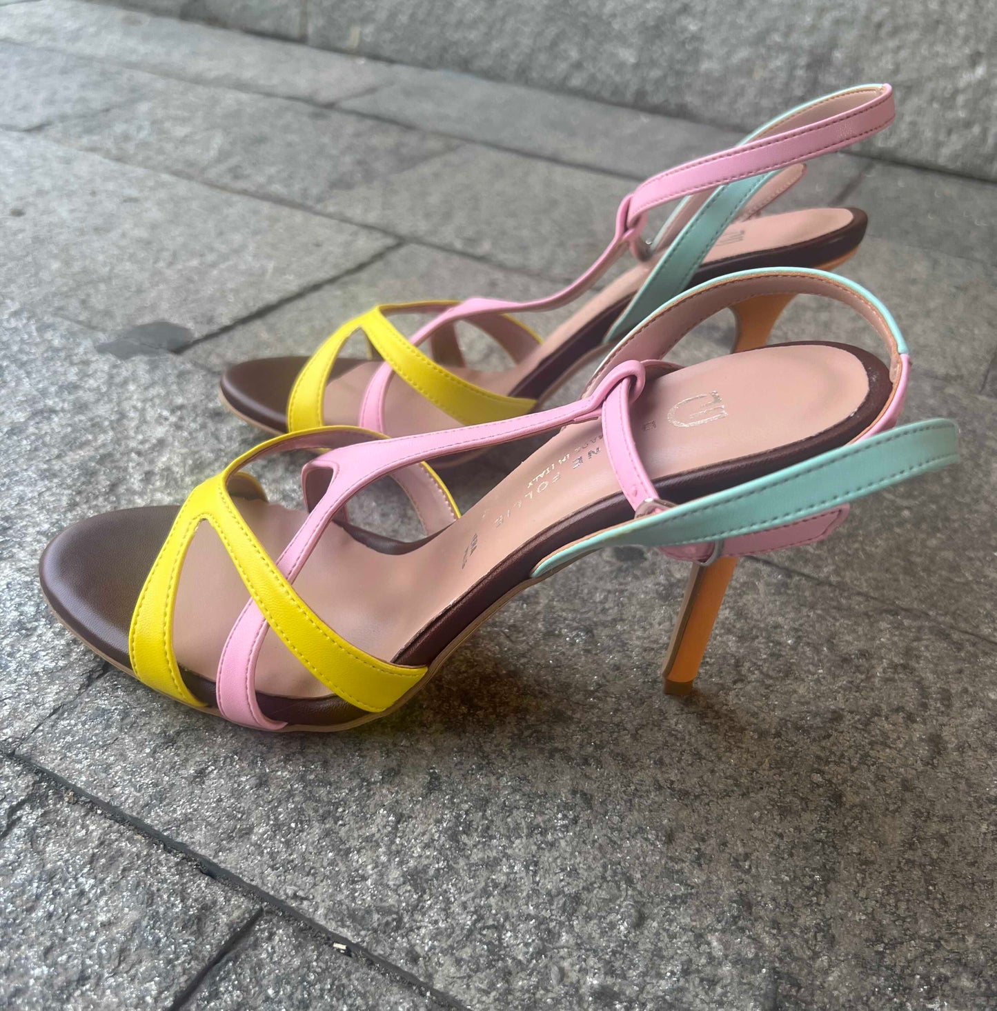 DIVINE FOLLIE SANDALI LIZ TERRA ROSA GIALLO CELESTE