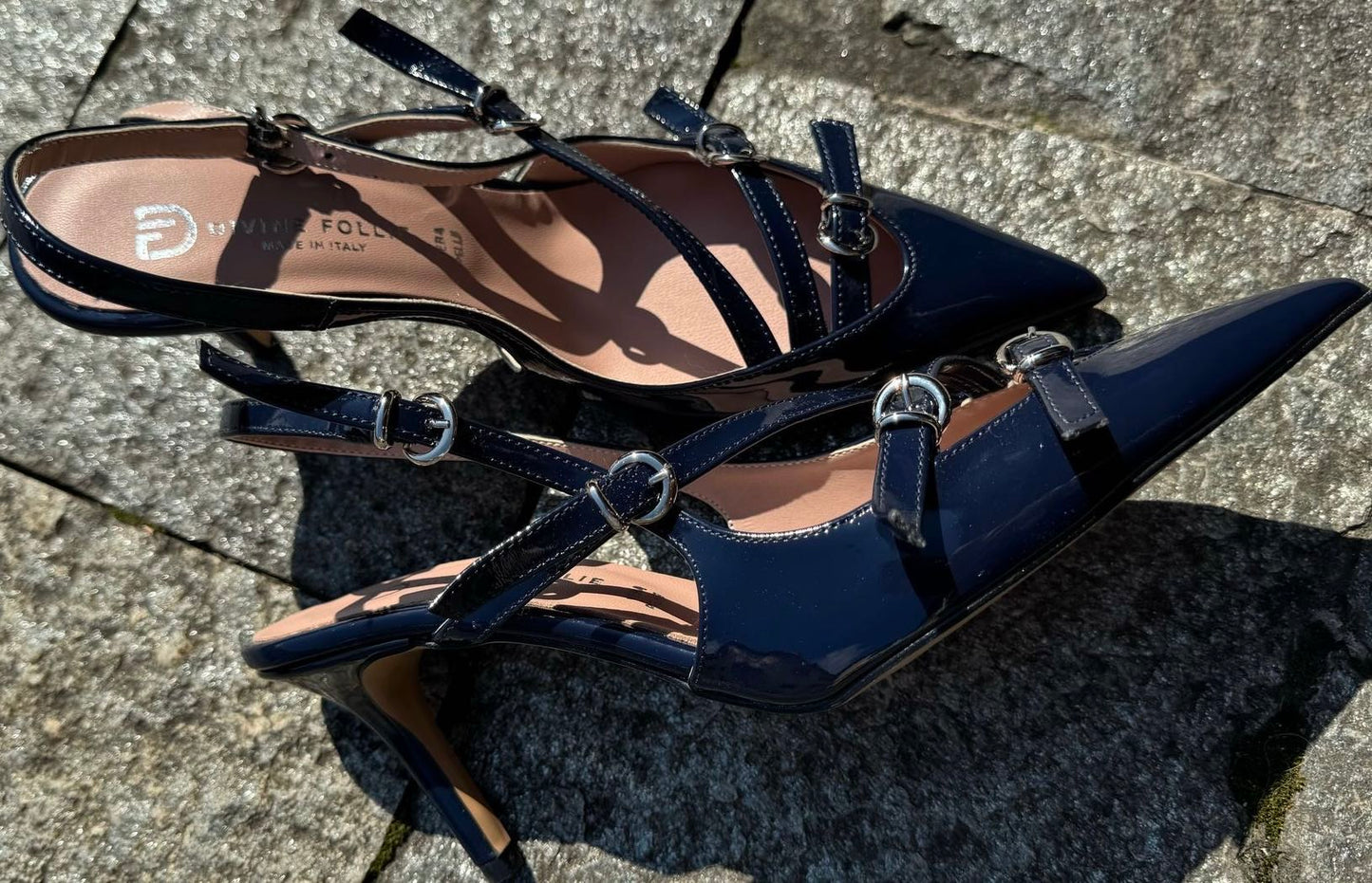 DIVINE FOLLIE DECOLETTE VERNICE BLU TACCO 8 cm