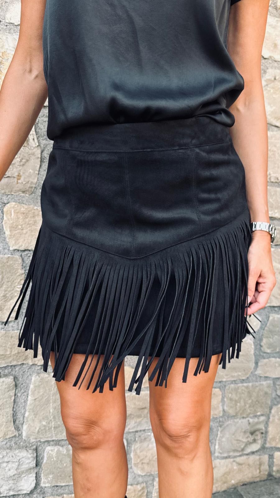 MINIGONNA FRANGE NERA