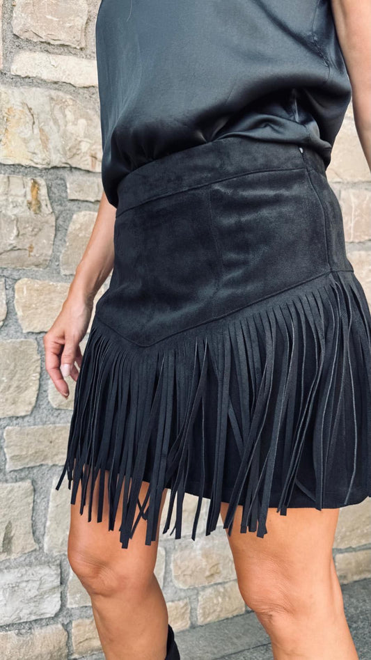 MINIGONNA FRANGE NERA